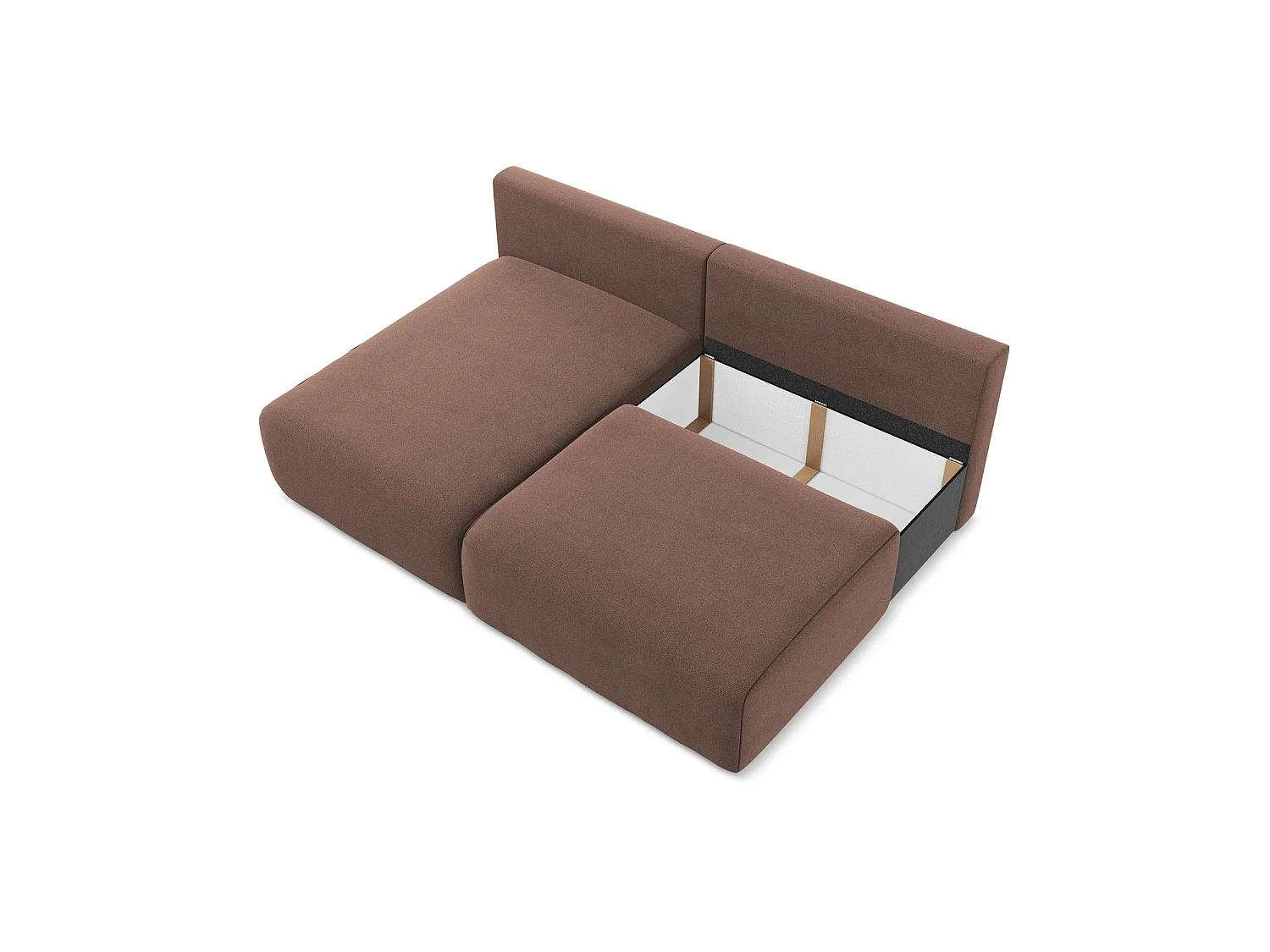 Canapé d’angle 3 places gauche convertible en tissu texturé - rose poudré - OSTIA