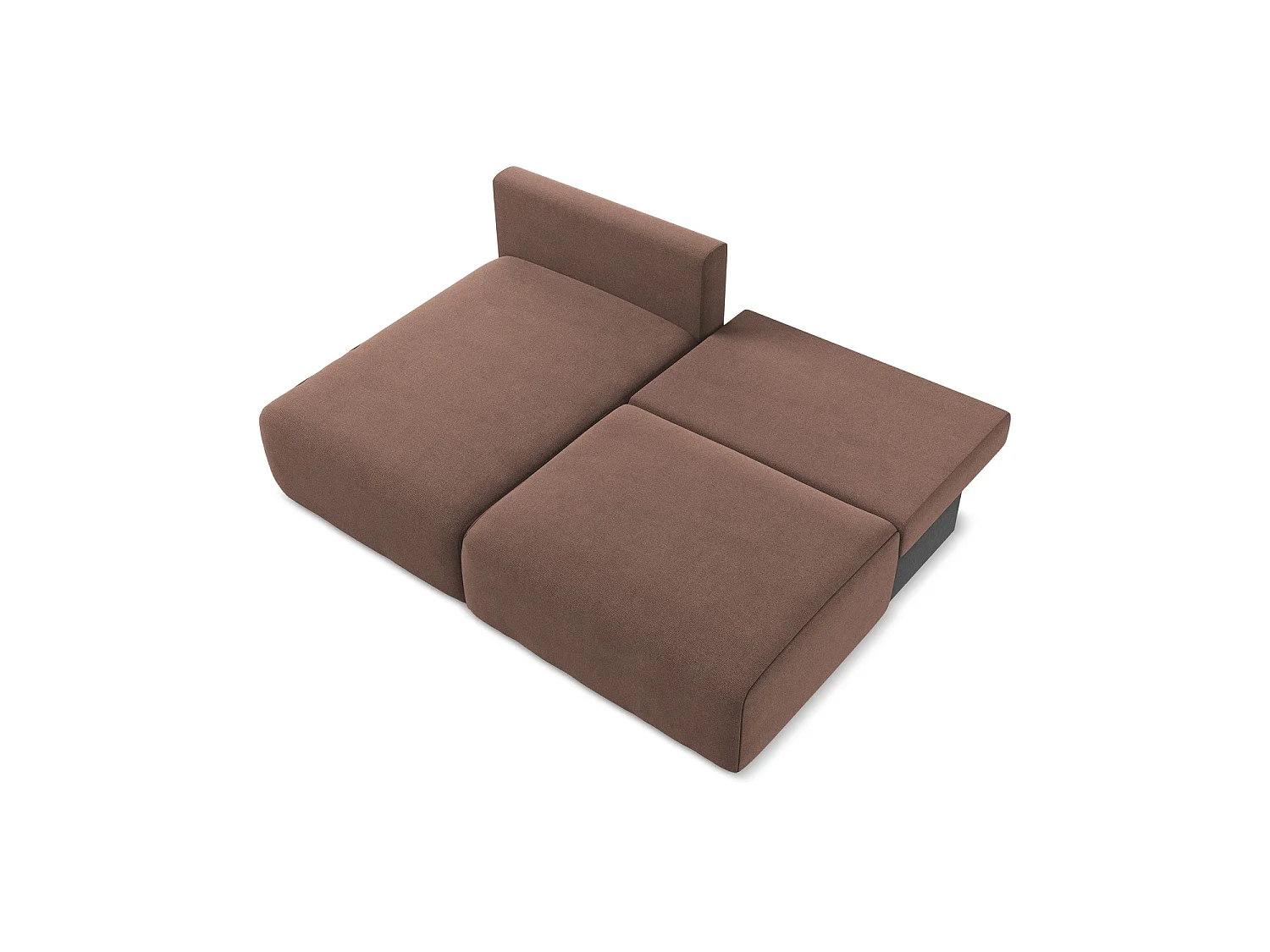 Canapé d’angle 3 places gauche convertible en tissu texturé - rose poudré - OSTIA
