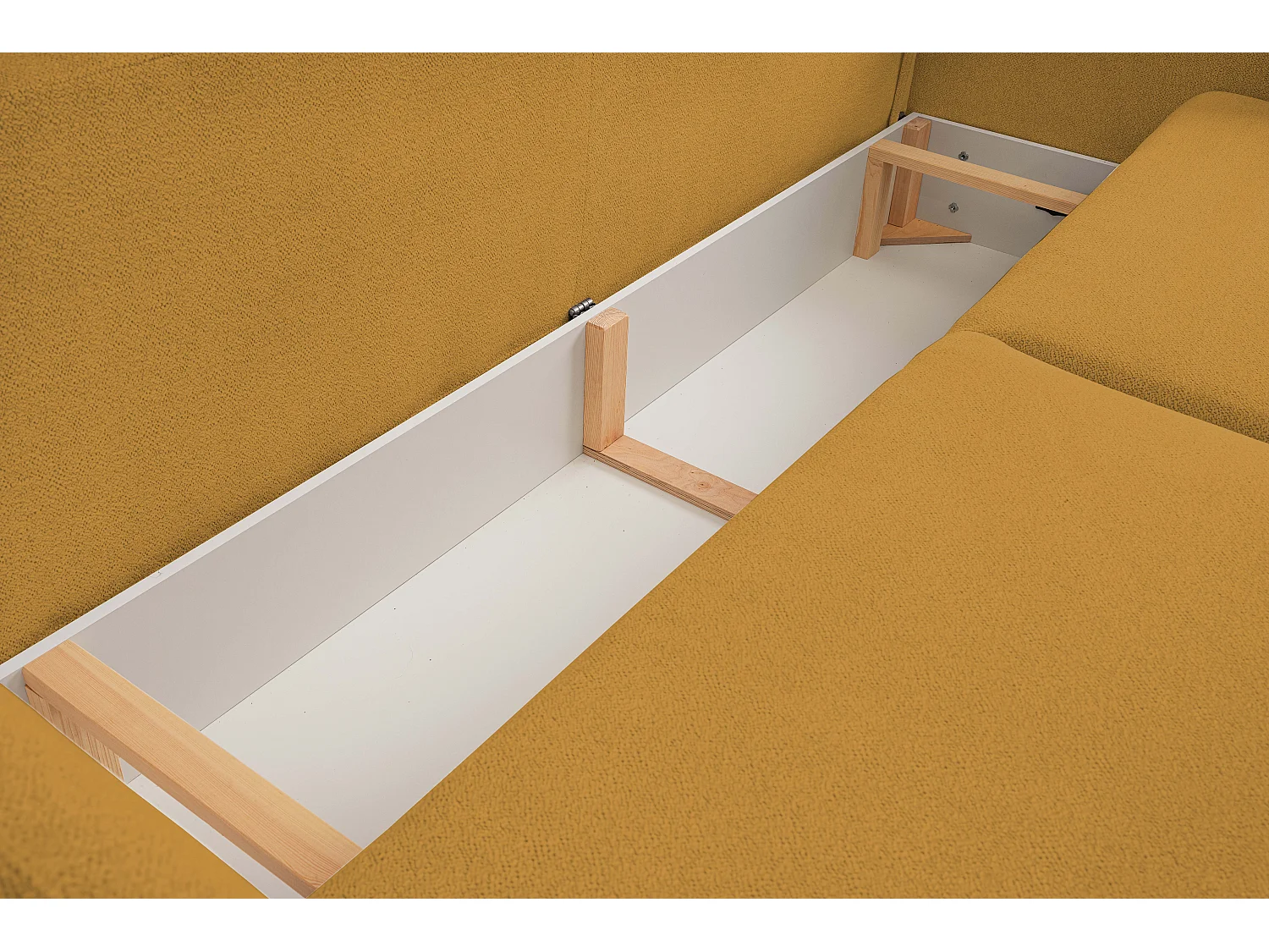 Schlafsofa LOOP, modernes Design, Stauraum, skandinavischer Stil, 234x86x112 cm, Farbe: GOLD