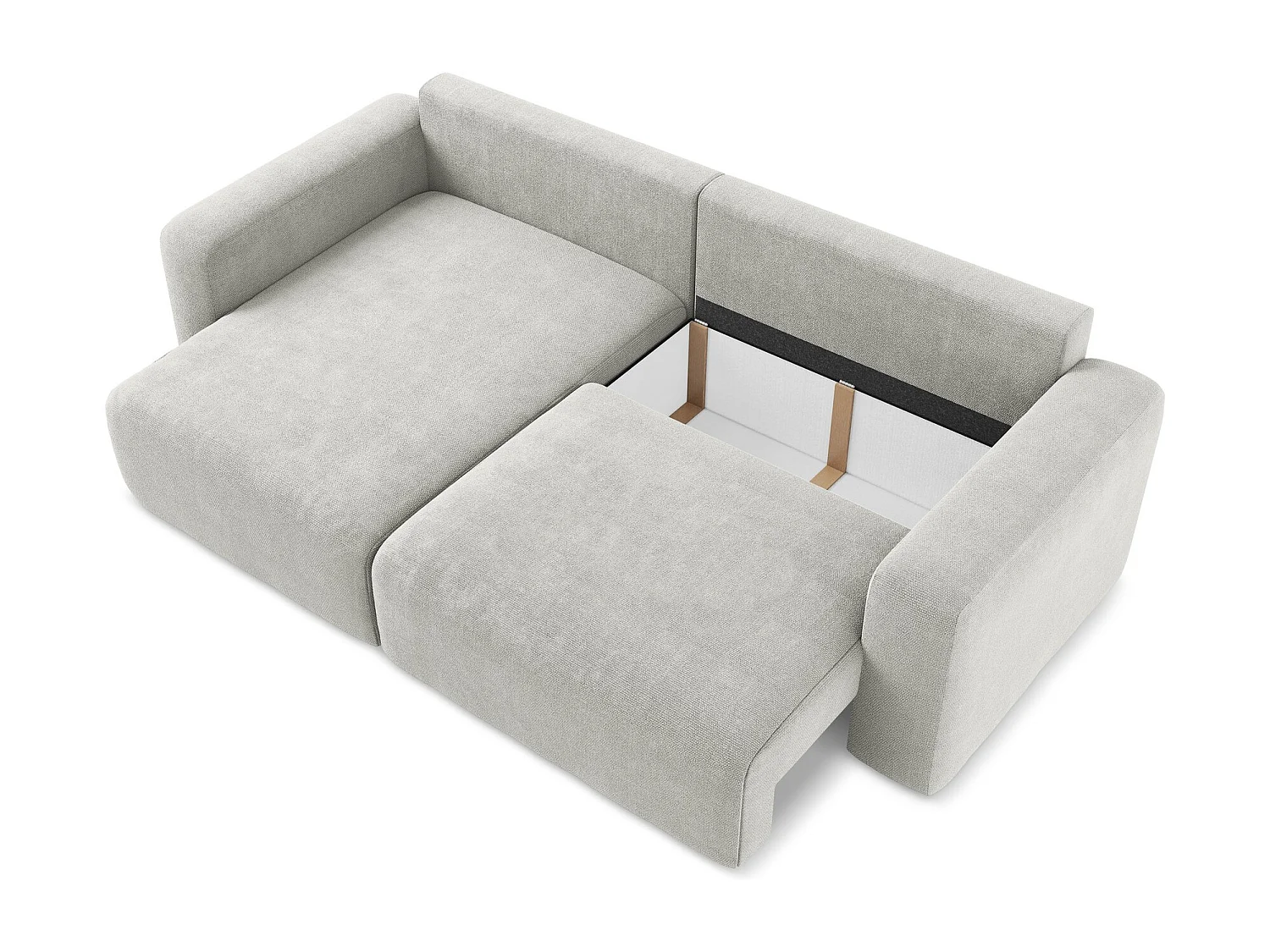 3-Sitzer Ecksofa mit Schlaffunktion - Ecke Links - Chenille - Hellgrau - KONA