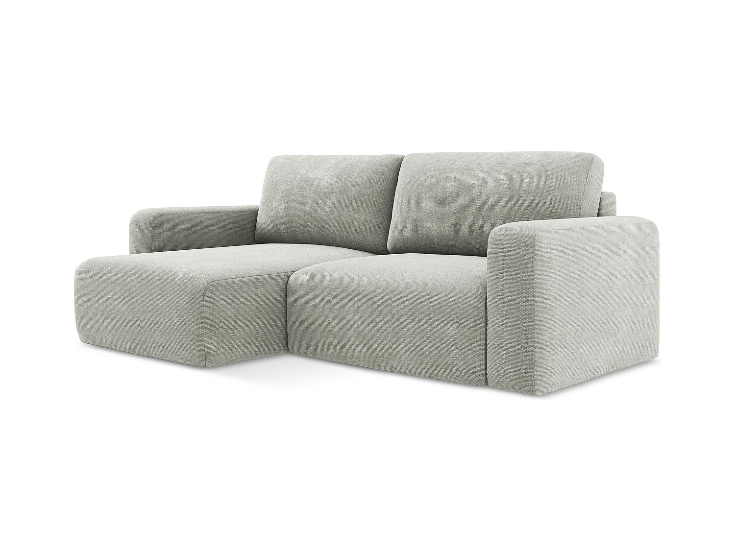 3-Sitzer Ecksofa mit Schlaffunktion - Ecke Links - Chenille - Hellgrau - KONA