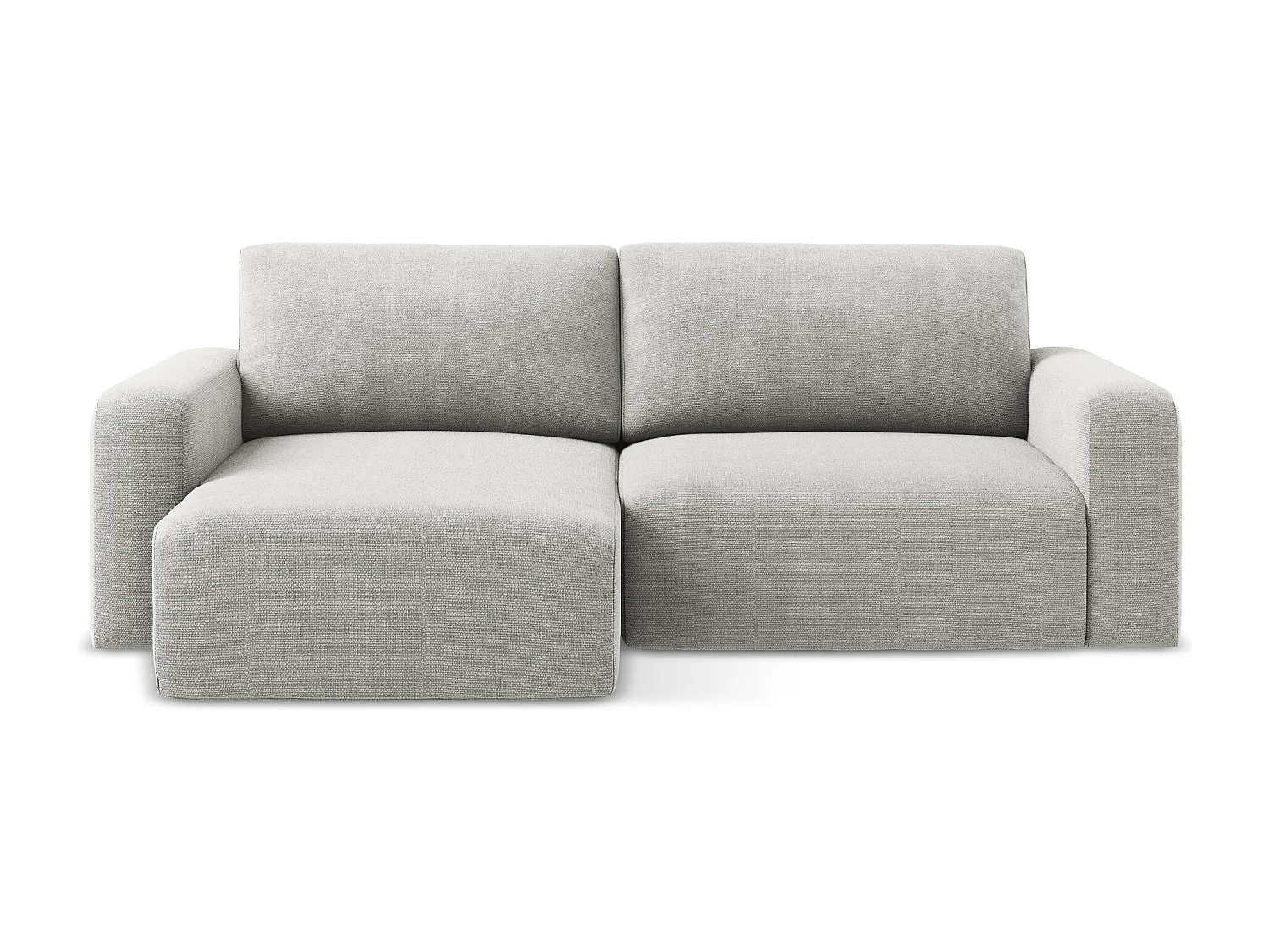 Canapé d’angle 3 places gauche convertible en Chenille - gris clair - KONA