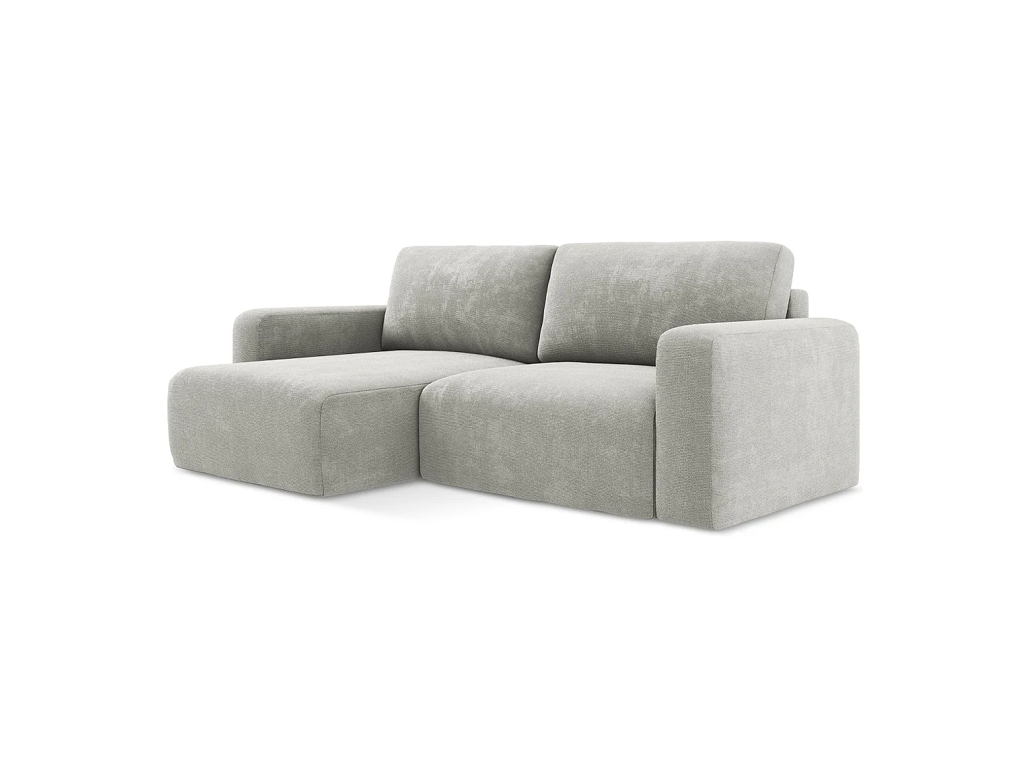 Canapé d’angle 3 places gauche convertible en tissu chenille - gris clair - OSTIA