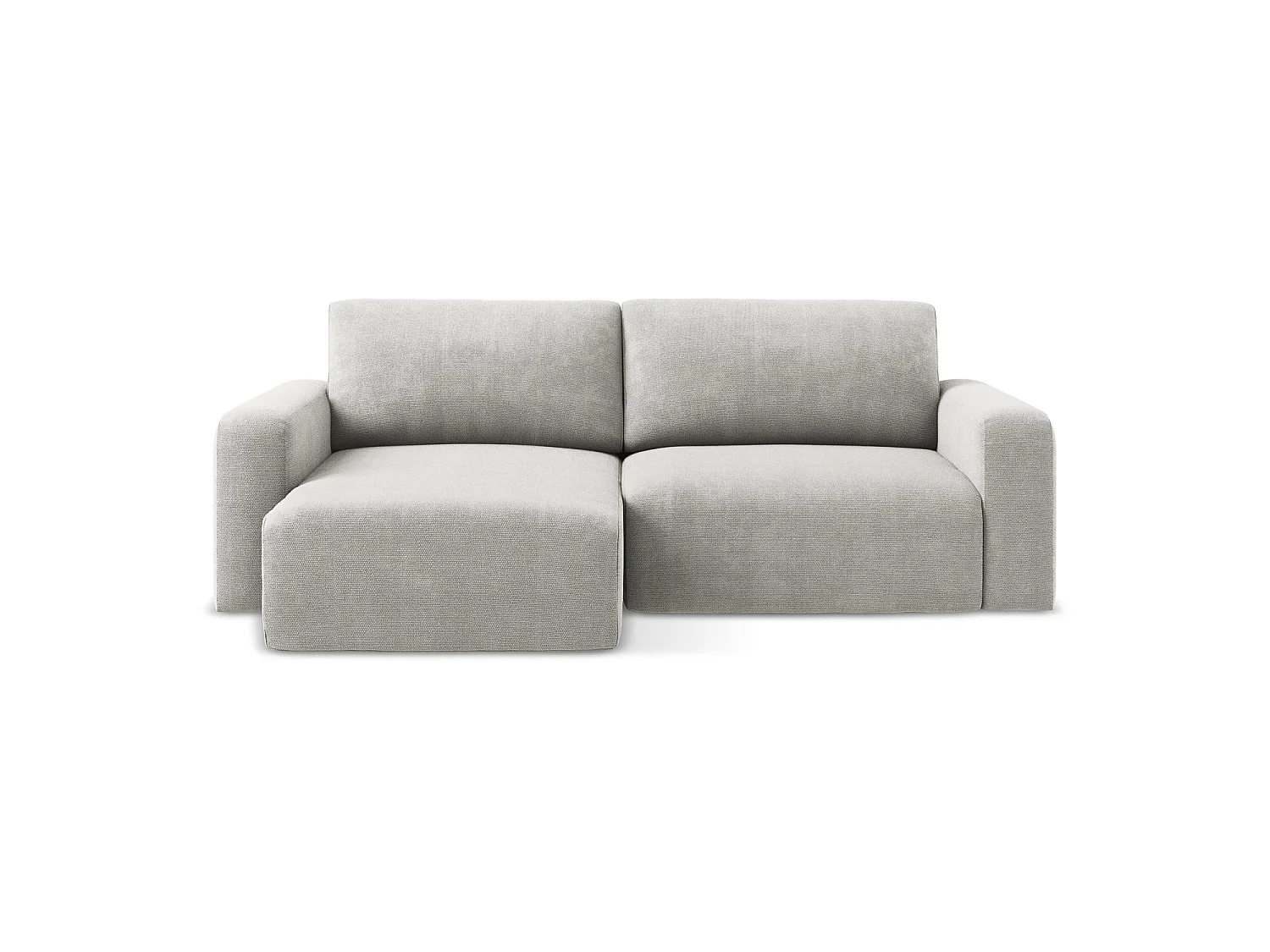 Canapé d’angle 3 places gauche convertible en tissu chenille - gris clair - OSTIA