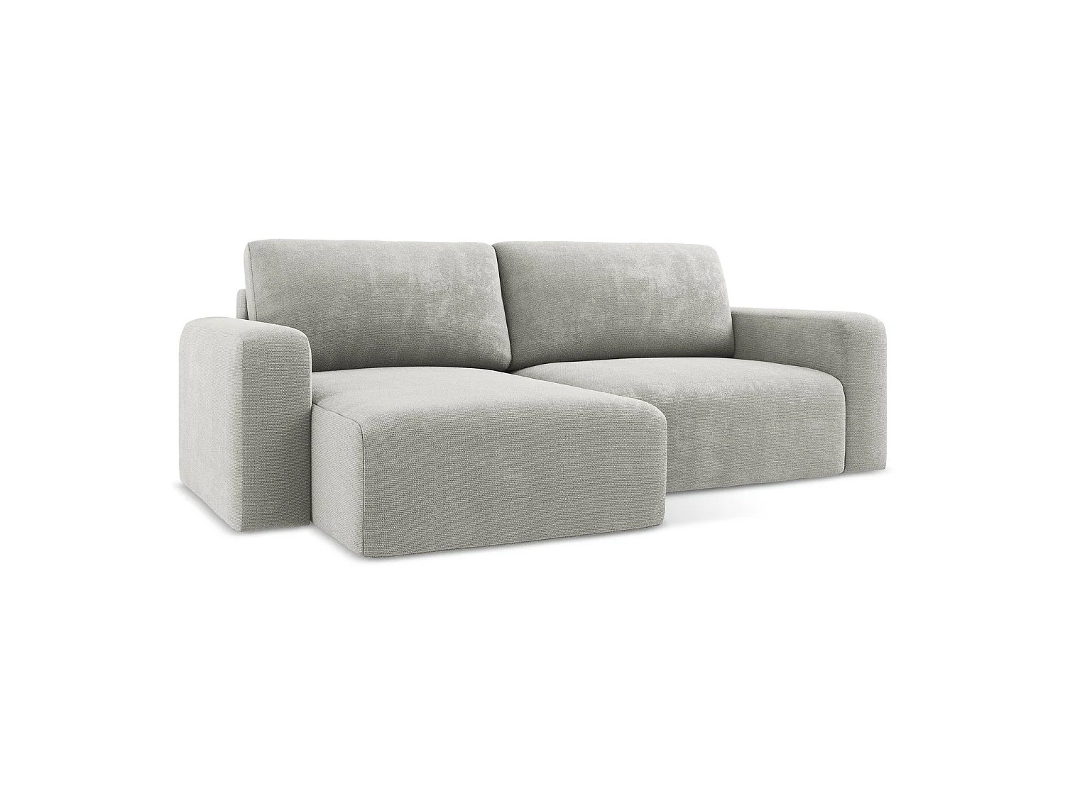 Canapé d’angle 3 places gauche convertible en tissu chenille - gris clair - OSTIA