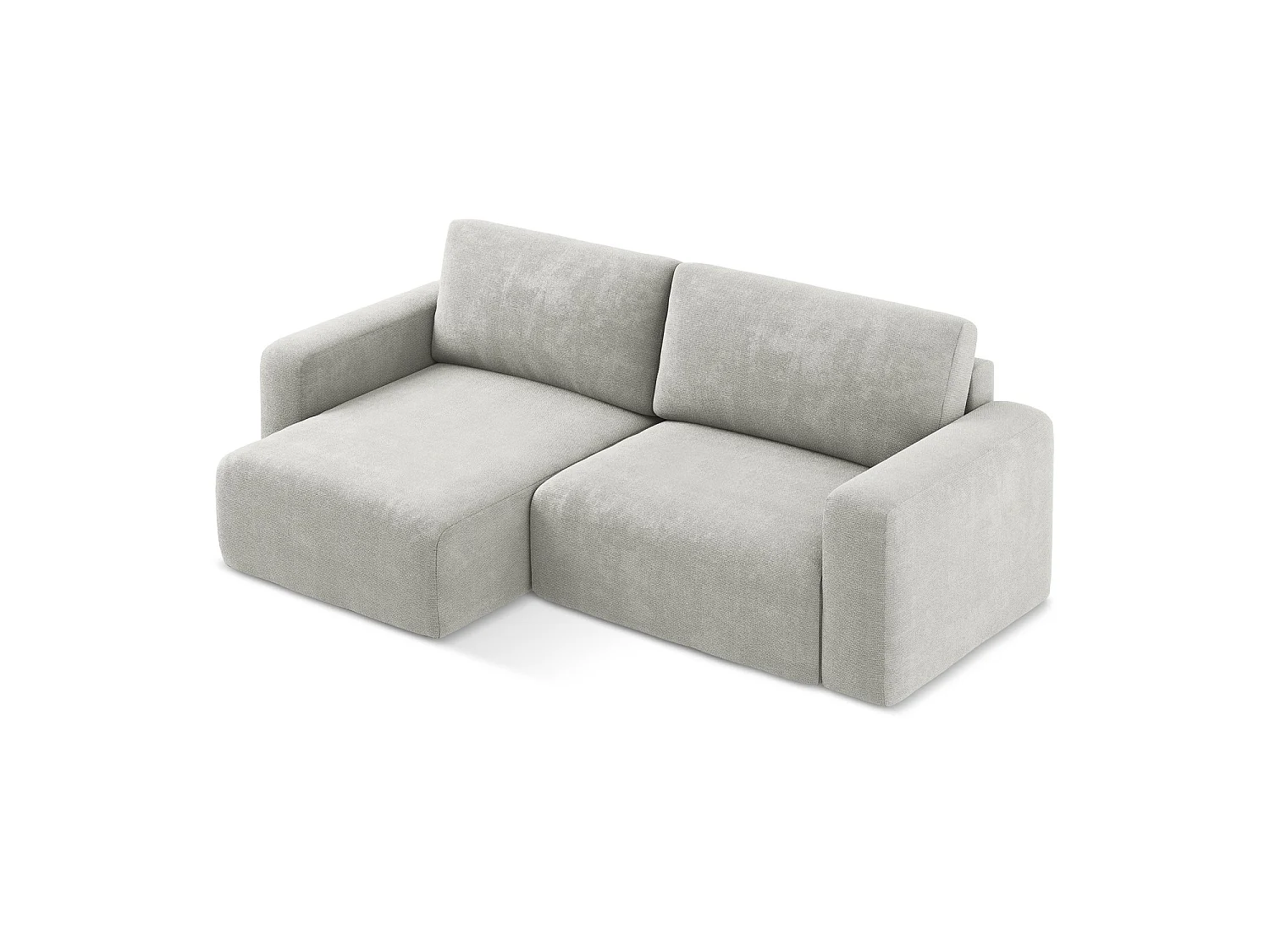 Canapé d’angle 3 places gauche convertible en tissu chenille - gris clair - OSTIA