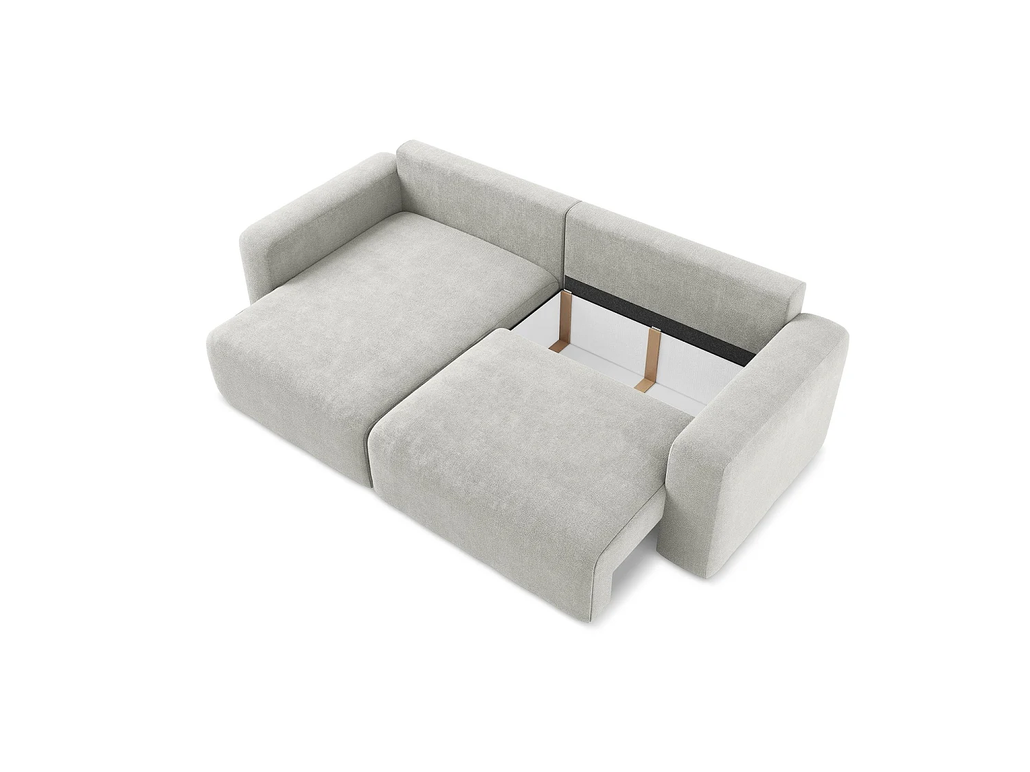 Canapé d’angle 3 places gauche convertible en tissu chenille - gris clair - OSTIA