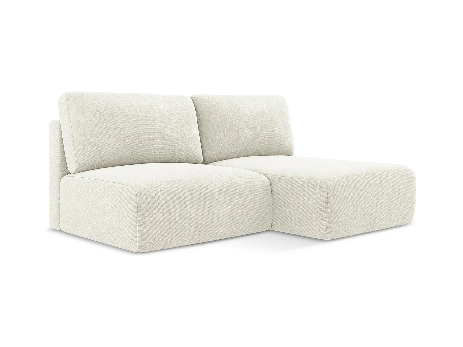 Canapé d’angle 3 places droit sans accoudoir convertible en Chenille - blanc - KONA