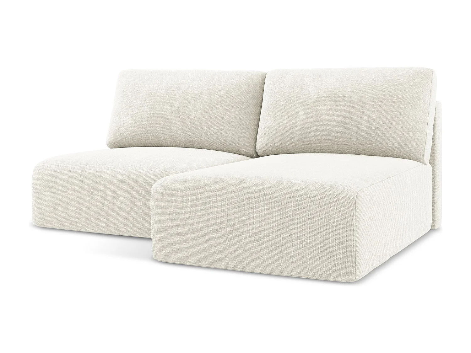 Canapé d’angle 3 places droit sans accoudoir convertible en Chenille - blanc - KONA