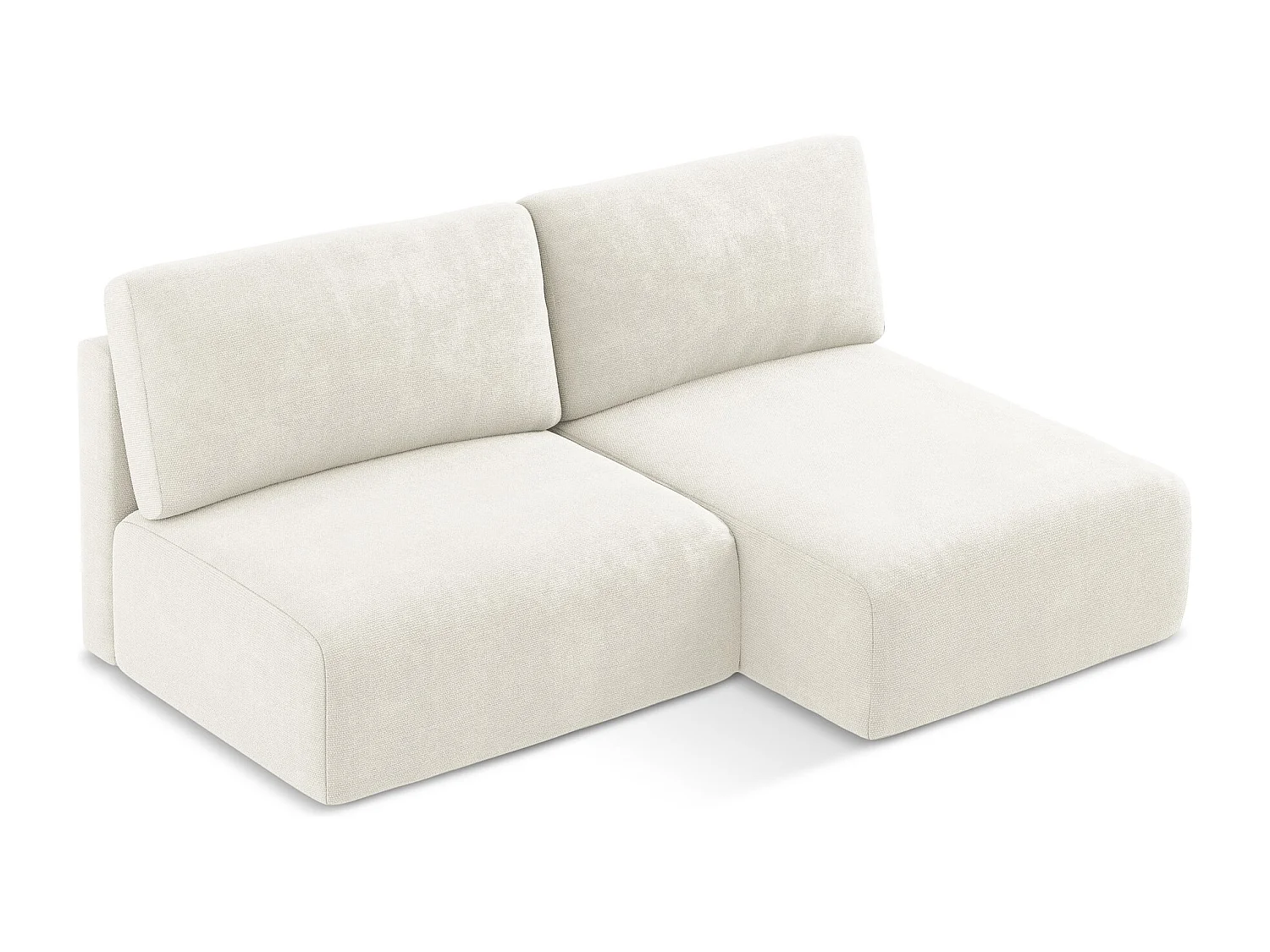 Canapé d’angle 3 places droit sans accoudoir convertible en Chenille - blanc - KONA