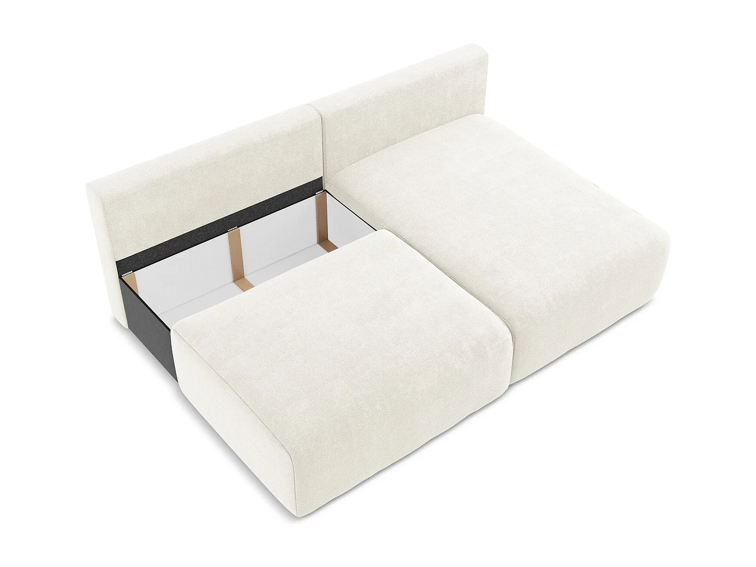 Canapé d’angle 3 places droit sans accoudoir convertible en Chenille - blanc - KONA