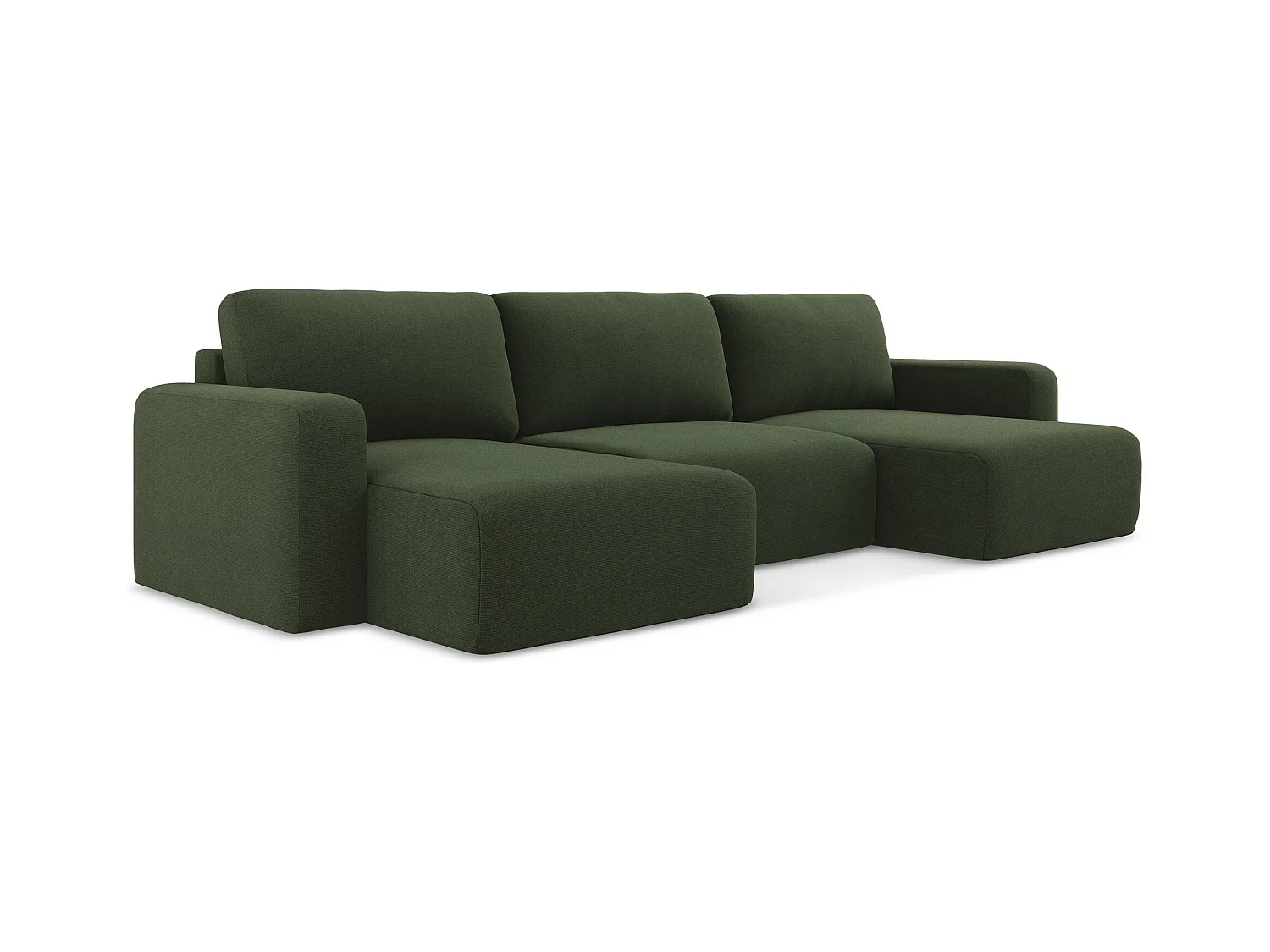 Wohnlandschaft mit Schlaffunktion - / - Strukturstoff - Olive - KONA