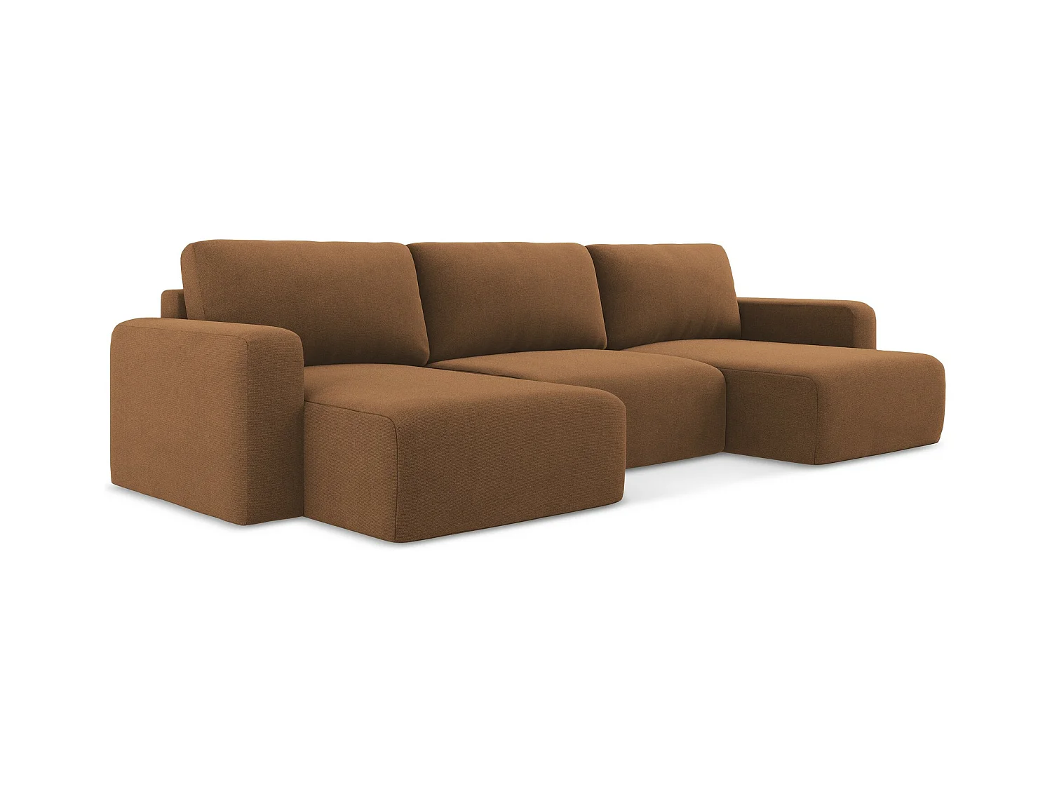Wohnlandschaft mit Schlaffunktion - / - Strukturstoff - Terrakotta - KONA