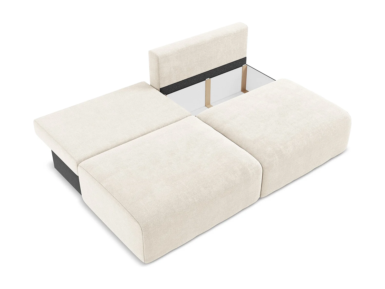 3-Sitzer Sofa ohne Armlehne mit Schlaffunktion - / - Chenille - Hell beige - KONA