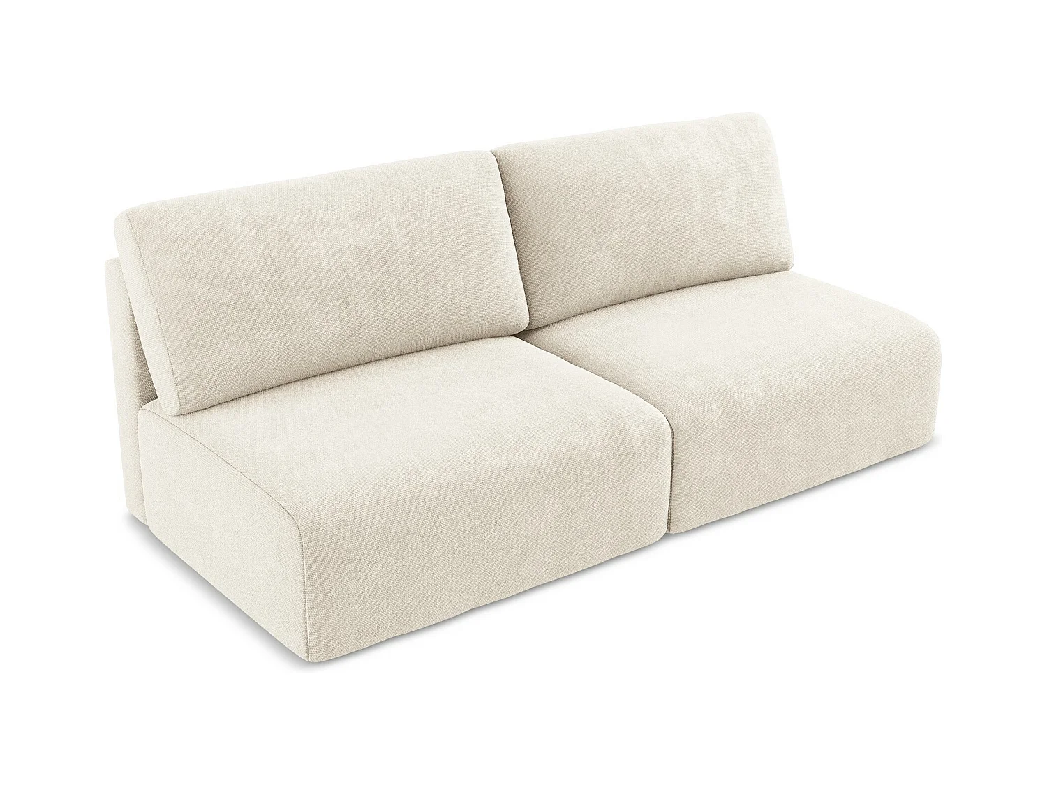 Canapé 3 places sans accoudoir convertible en Chenille - beige clair - KONA