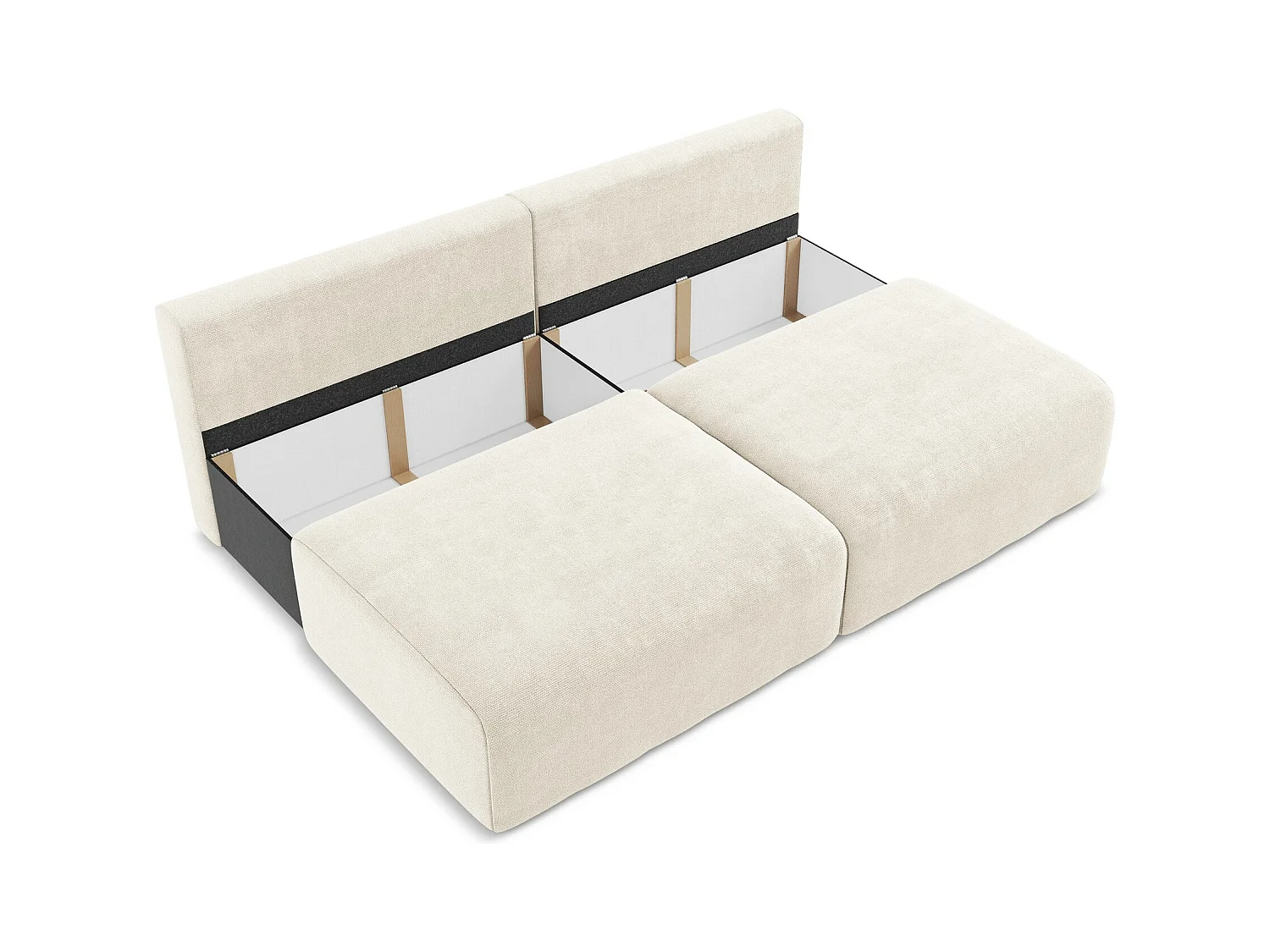 Canapé 3 places sans accoudoir convertible en Chenille - beige clair - KONA