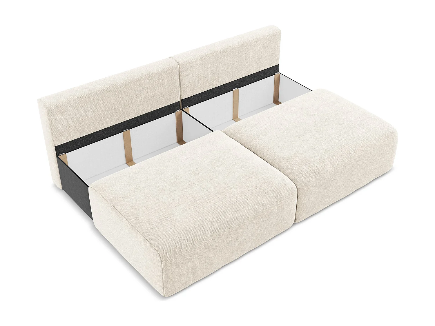 Canapé 3 places sans accoudoir convertible en Chenille - beige clair - KONA