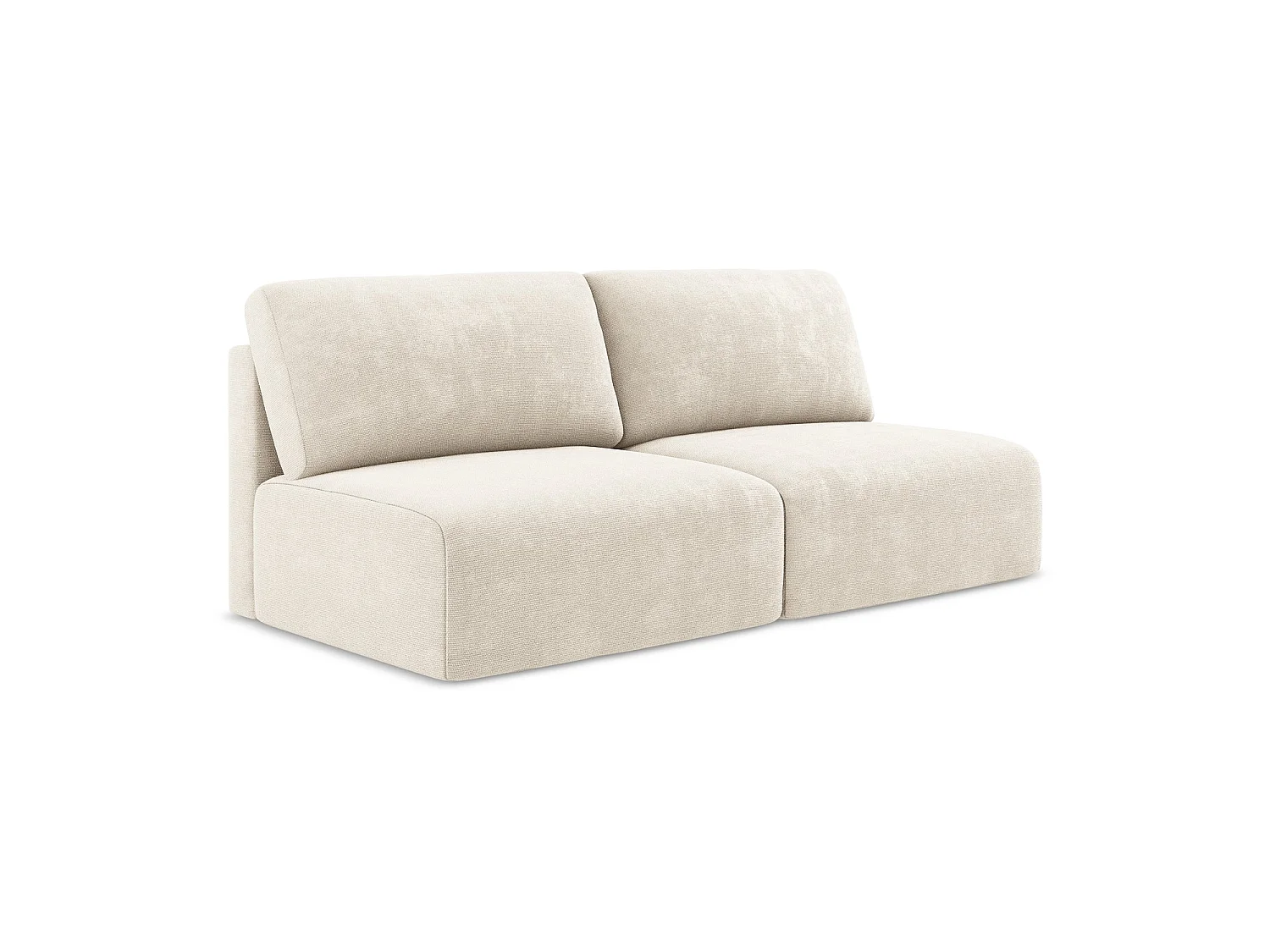 Driezits-slaapbank van lichtbeige chenille stof - OSTIA