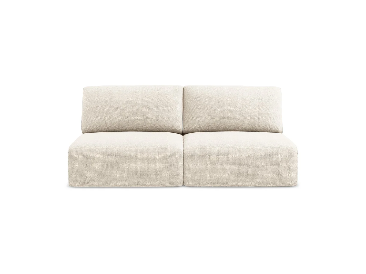 Driezits-slaapbank van lichtbeige chenille stof - OSTIA