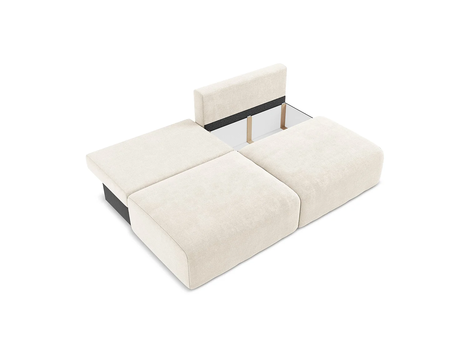 Driezits-slaapbank van lichtbeige chenille stof - OSTIA