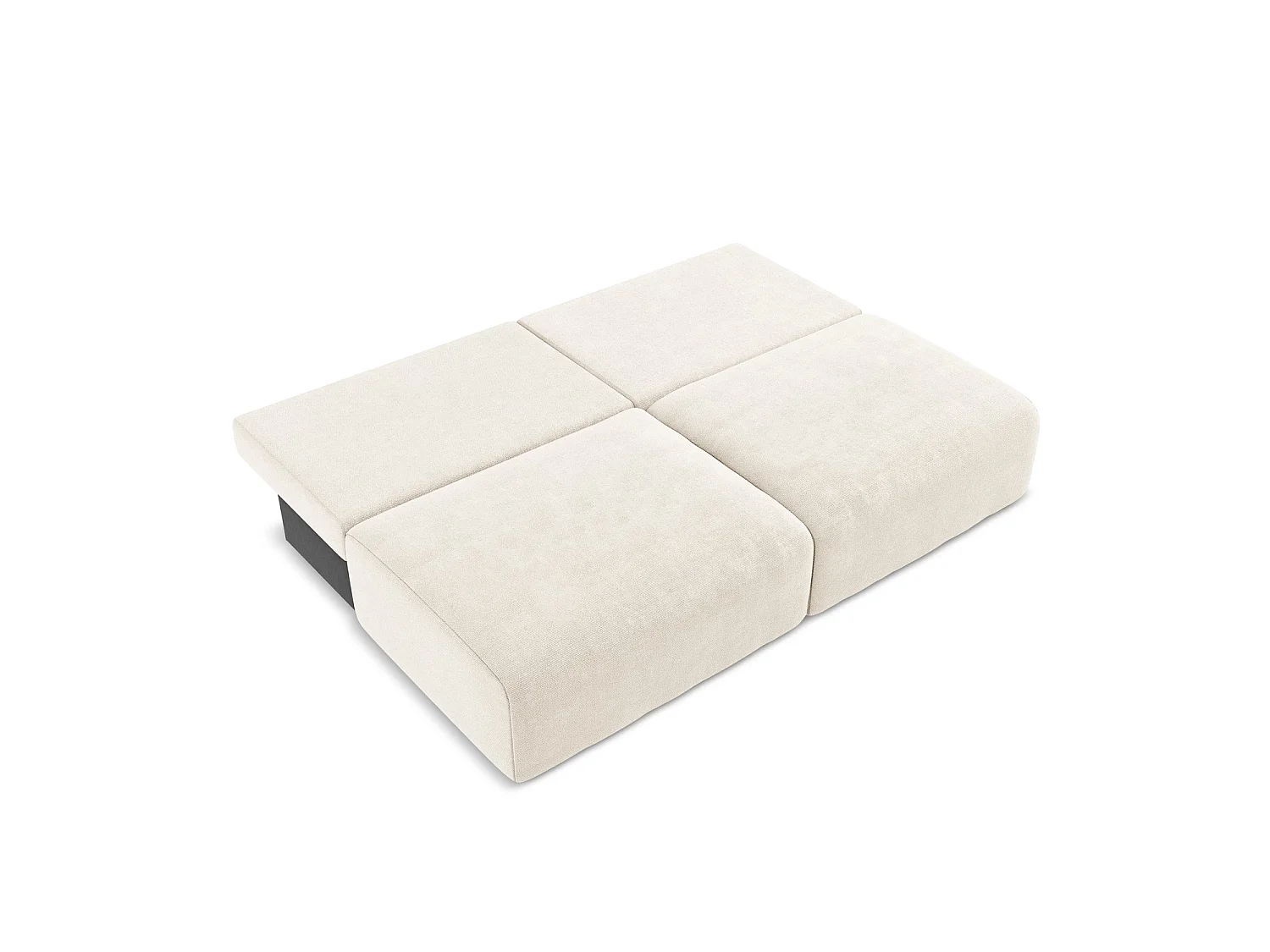 Driezits-slaapbank van lichtbeige chenille stof - OSTIA