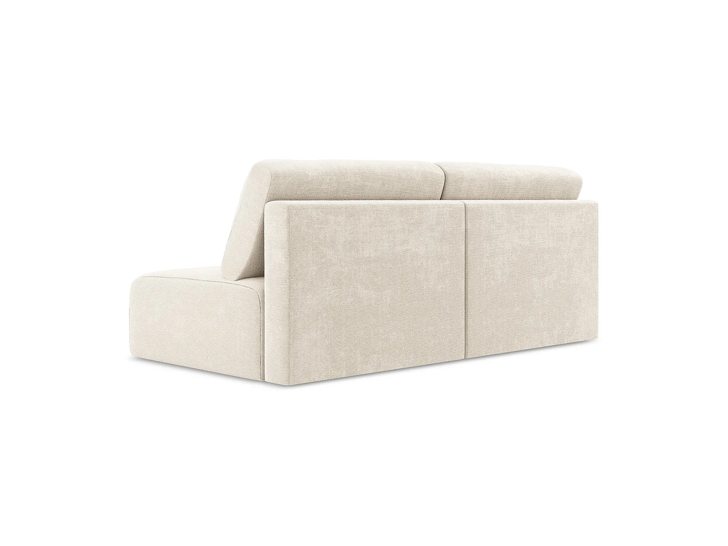 Driezits-slaapbank van lichtbeige chenille stof - OSTIA