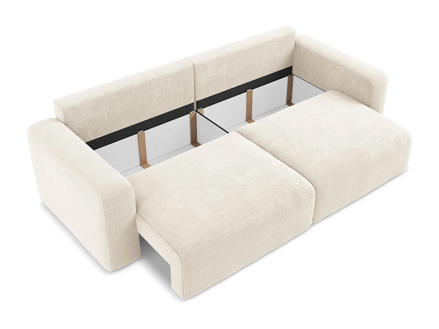 3-Sitzer Sofa mit Schlaffunktion - - Chenille - Hell beige - KONA