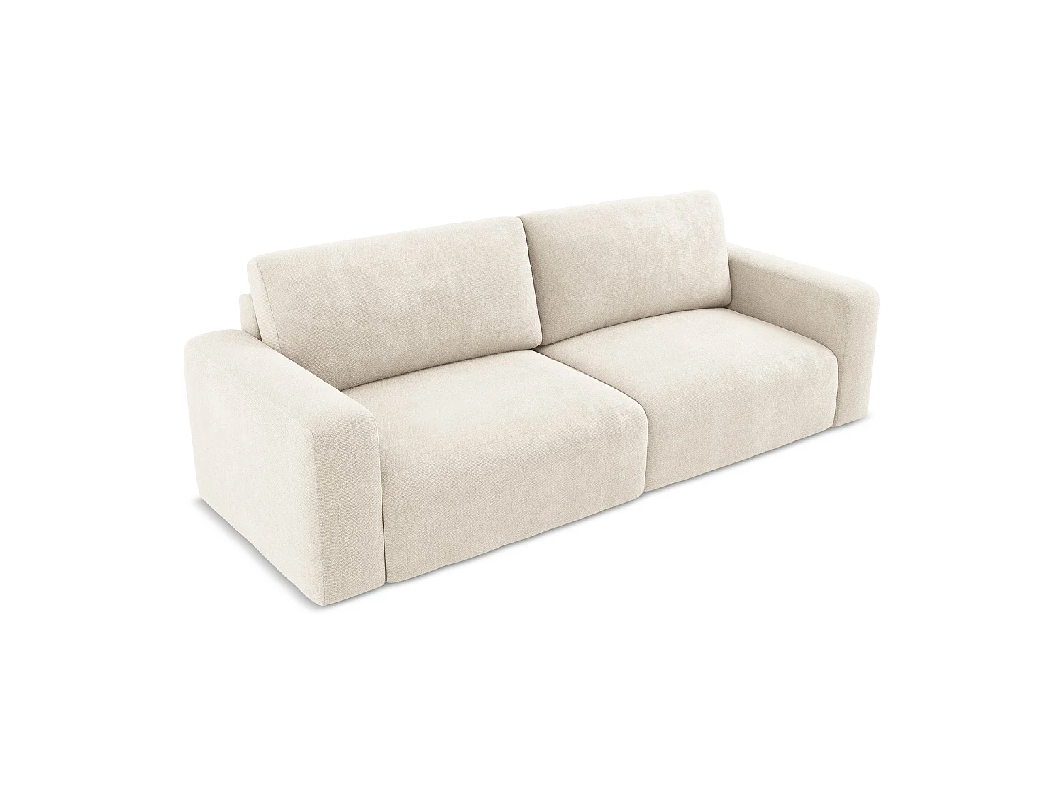 Canapé 3 places convertible en tissu chenille - beige clair - OSTIA