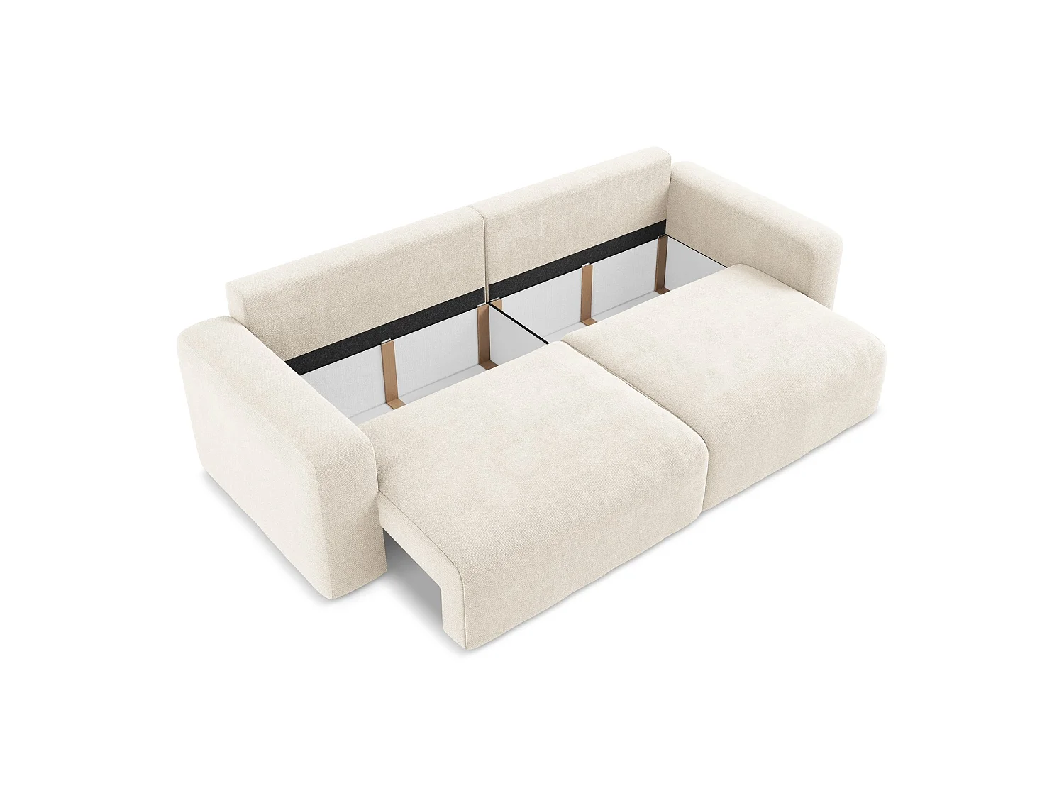 Canapé 3 places convertible en tissu chenille - beige clair - OSTIA