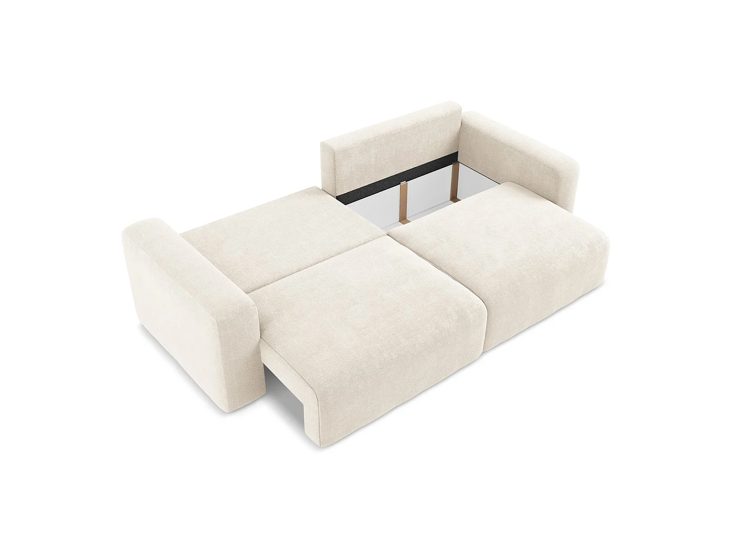 Canapé 3 places convertible en tissu chenille - beige clair - OSTIA