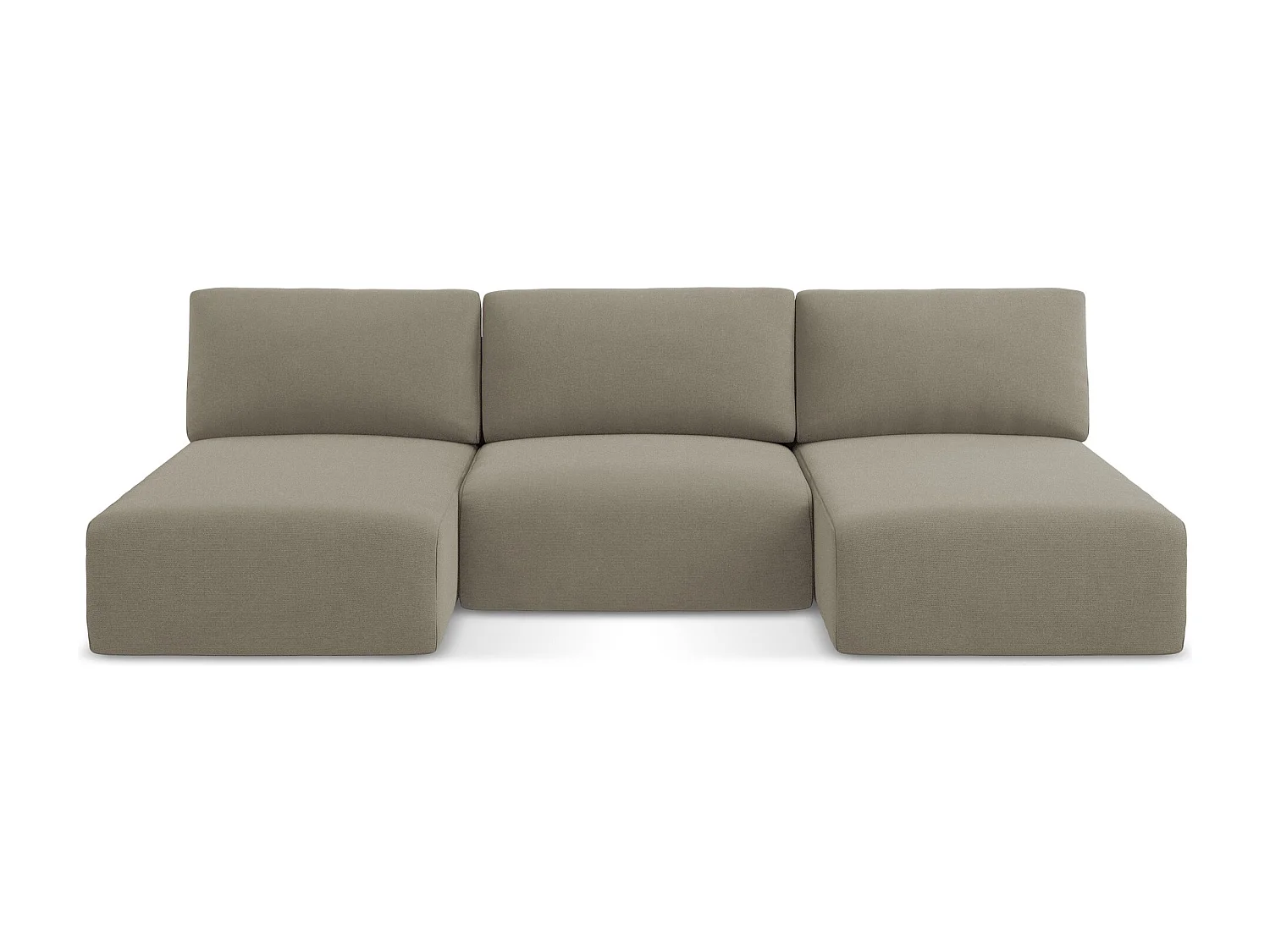 Wohnlandschaft ohne Armlehne mit Schlaffunktion - / - Strukturstoff - Dunkelbeige - KONA