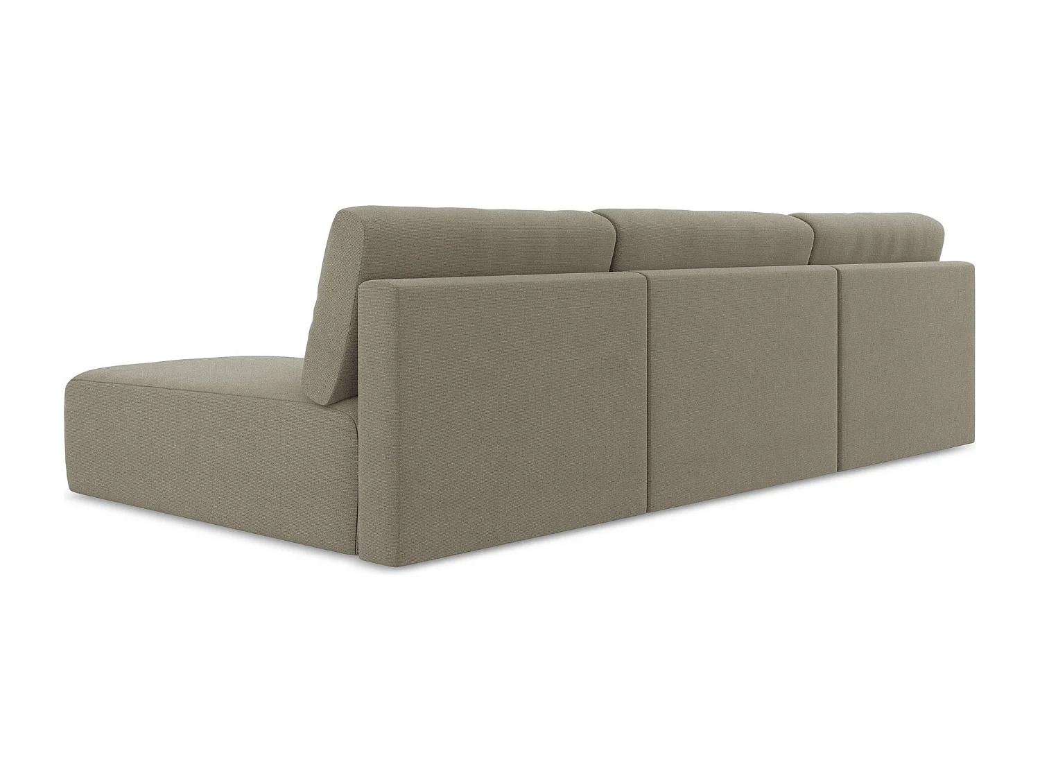 Wohnlandschaft ohne Armlehne mit Schlaffunktion - / - Strukturstoff - Dunkelbeige - KONA