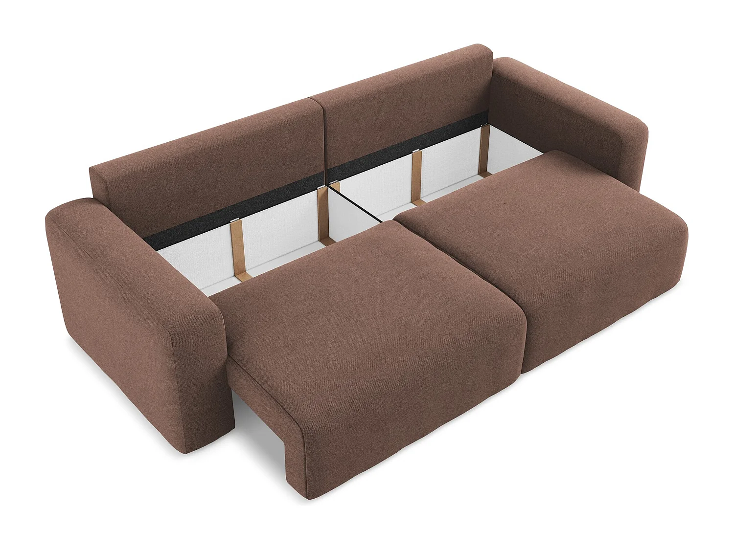 Canapé 3 places convertible en Strukturstoff - rose poudré - KONA