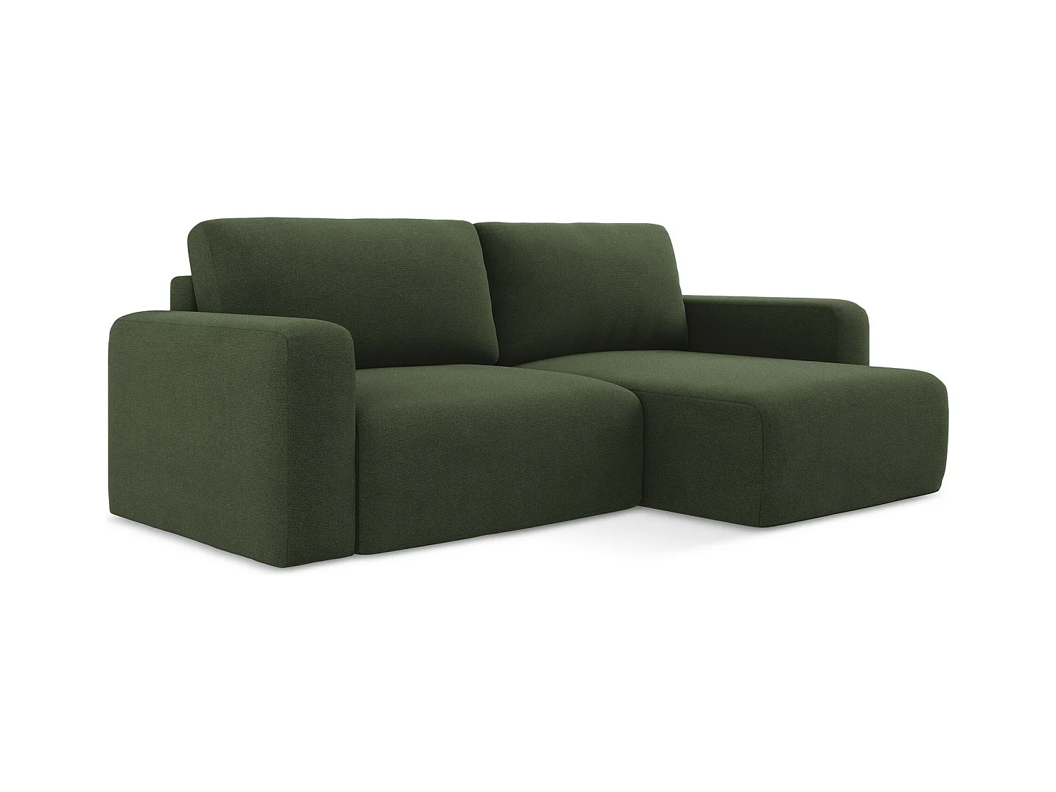 Canapé d’angle 3 places droit convertible en Strukturstoff - olive - KONA