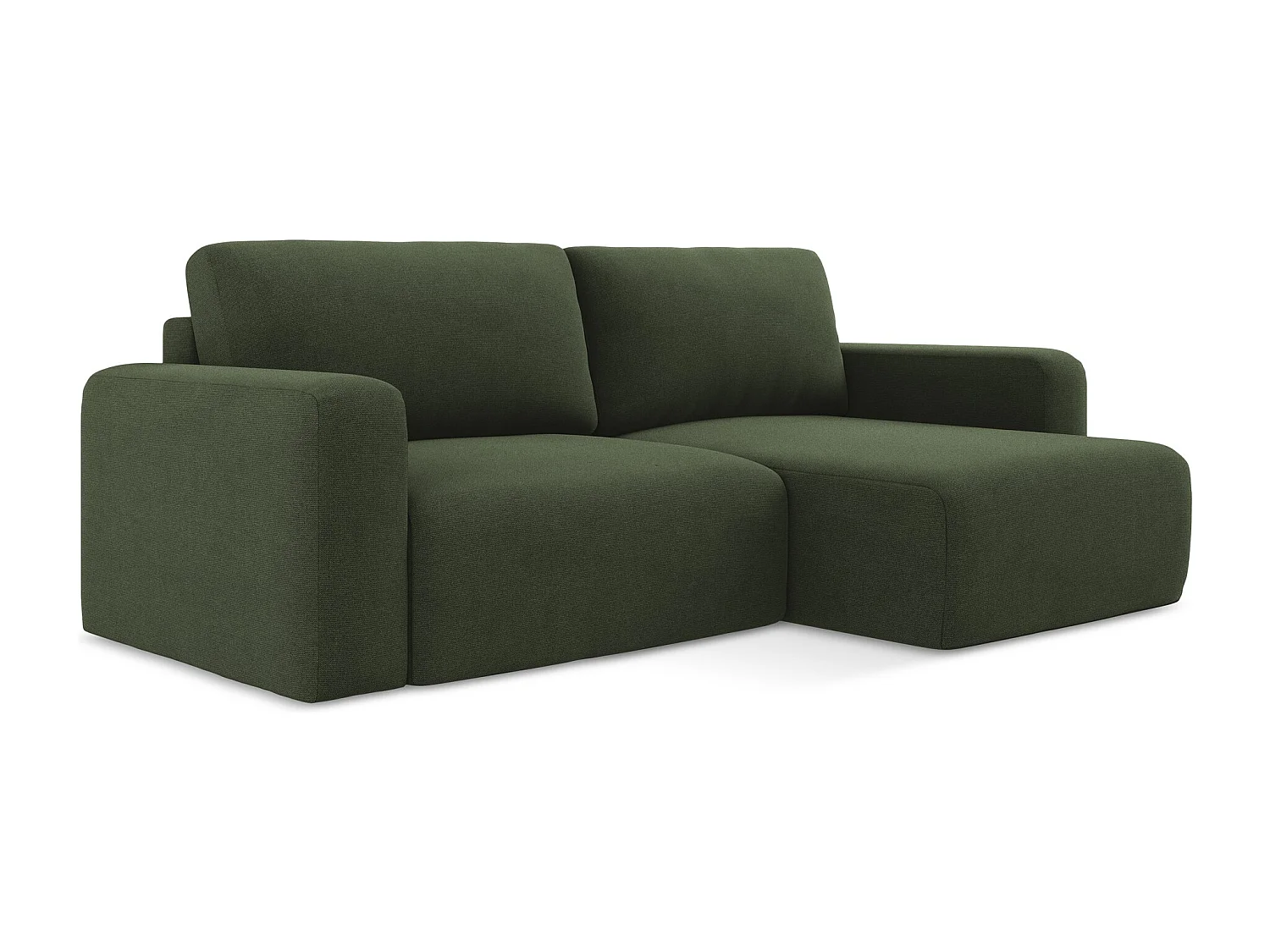 Canapé d’angle 3 places droit convertible en Strukturstoff - olive - KONA