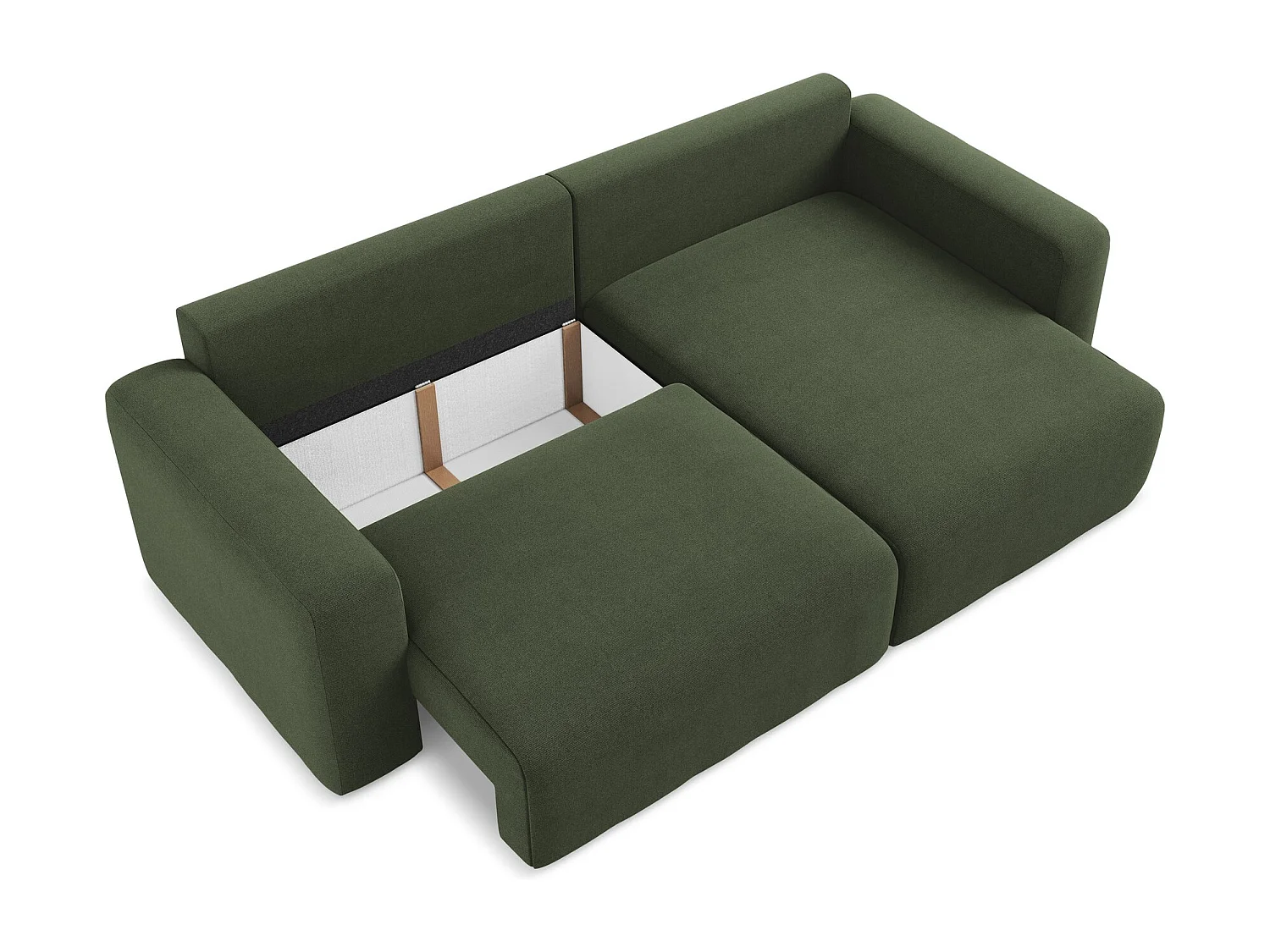 Canapé d’angle 3 places droit convertible en Strukturstoff - olive - KONA