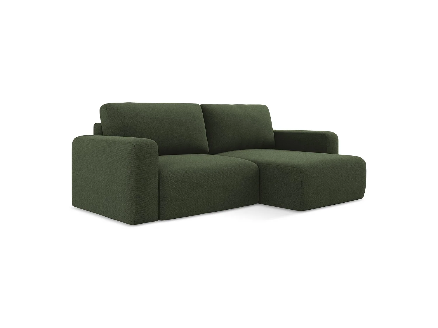 Canapé d'angle droit convertible en tissu texturé - olive - OSTIA