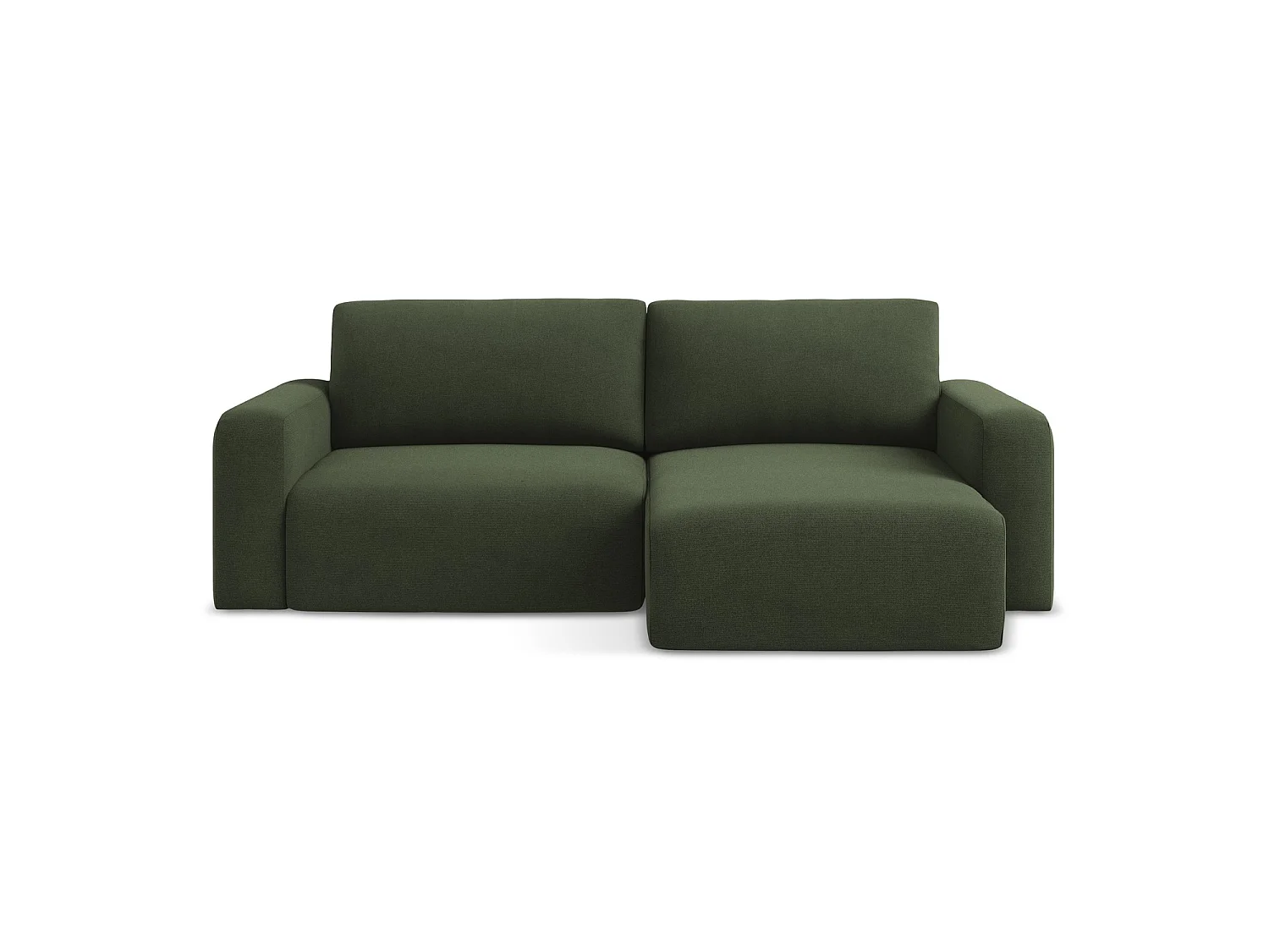 Canapé d'angle droit convertible en tissu texturé - olive - OSTIA