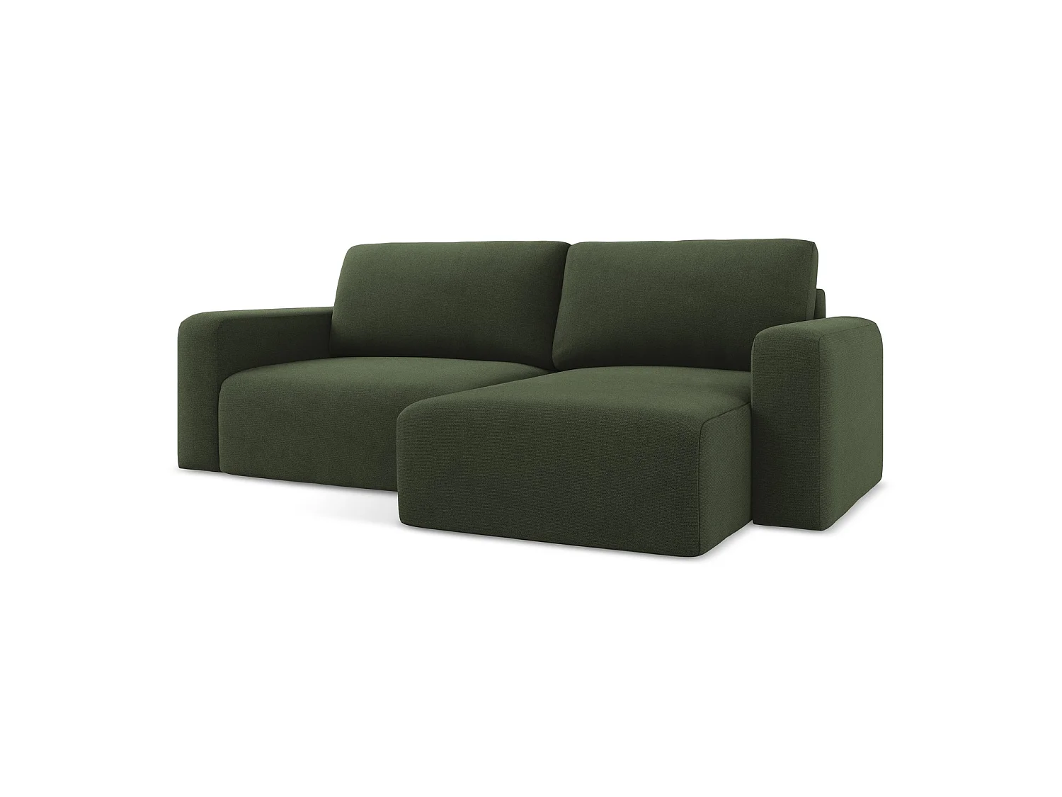Canapé d'angle droit convertible en tissu texturé - olive - OSTIA