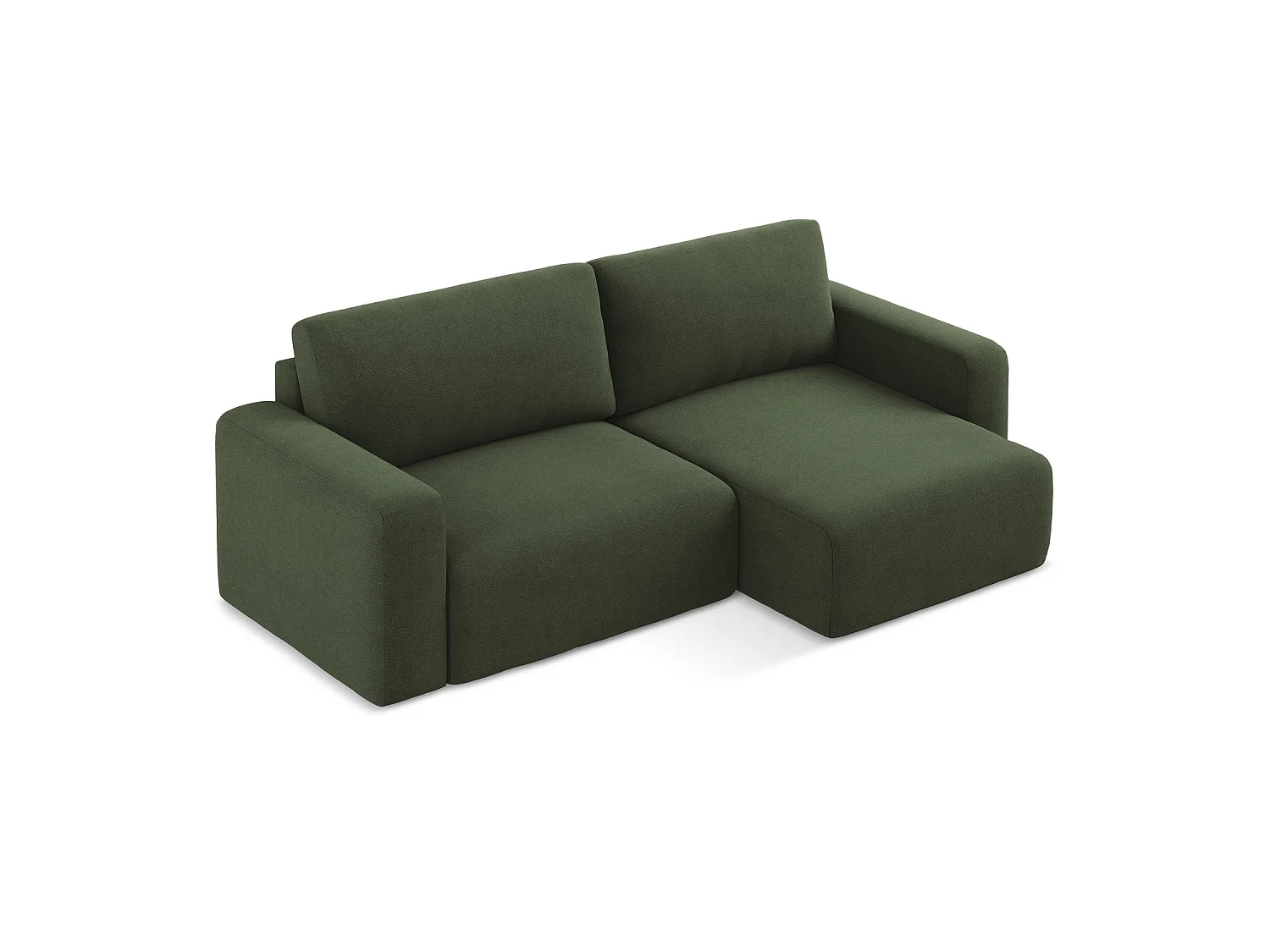 Canapé d'angle droit convertible en tissu texturé - olive - OSTIA