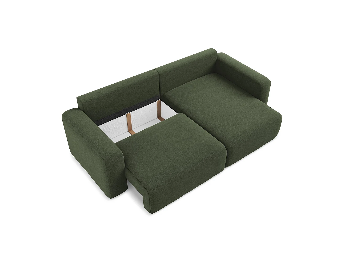 Canapé d'angle droit convertible en tissu texturé - olive - OSTIA