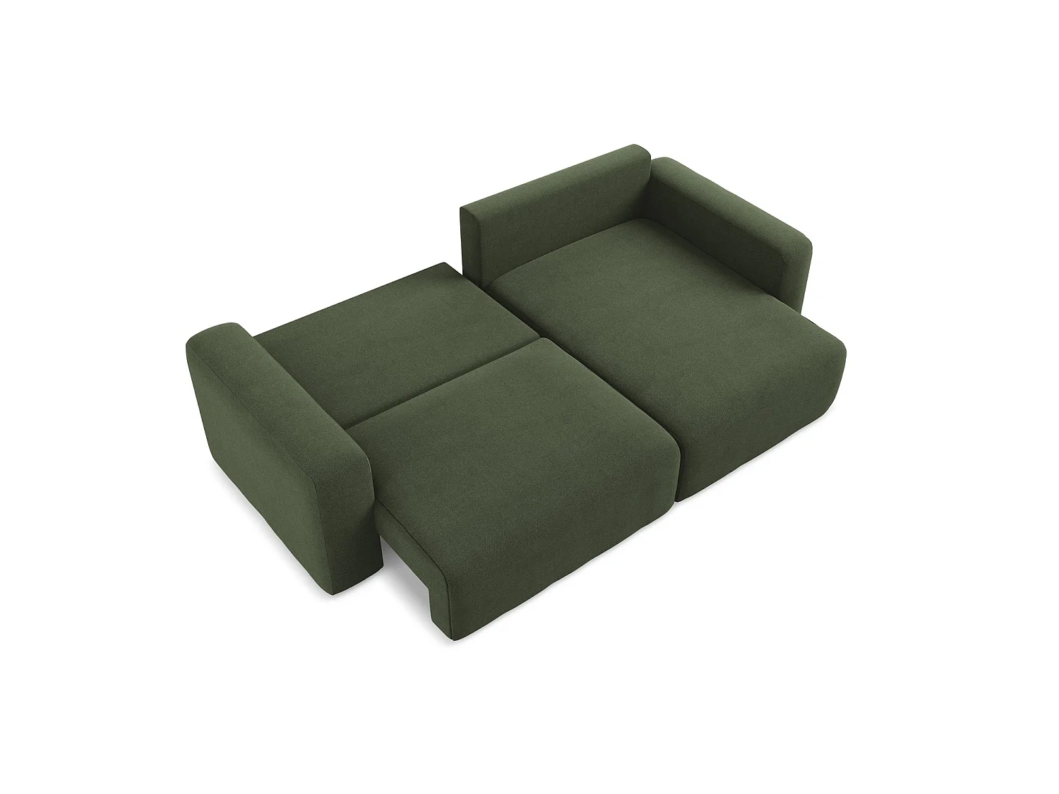 Canapé d'angle droit convertible en tissu texturé - olive - OSTIA