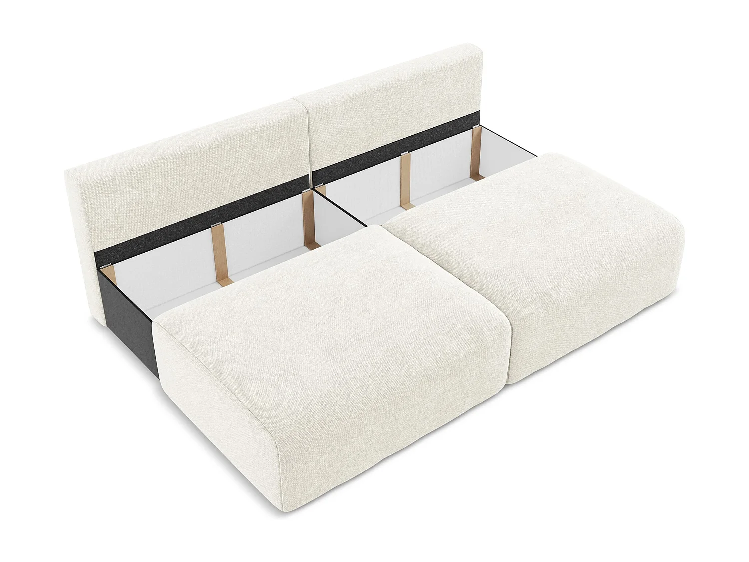 Sofá cama sin reposabrazos 3 plazas de tela chenilla blanco - KONA