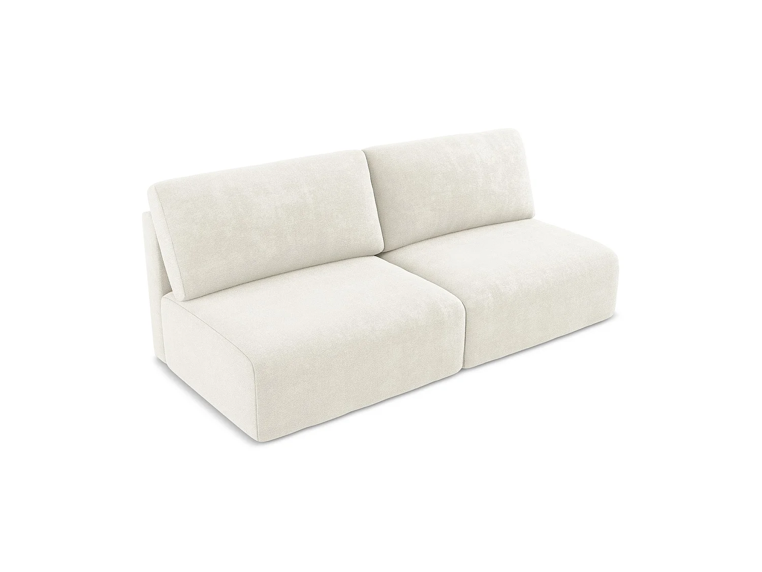 Driezits-slaapbank van wit chenille stof - OSTIA