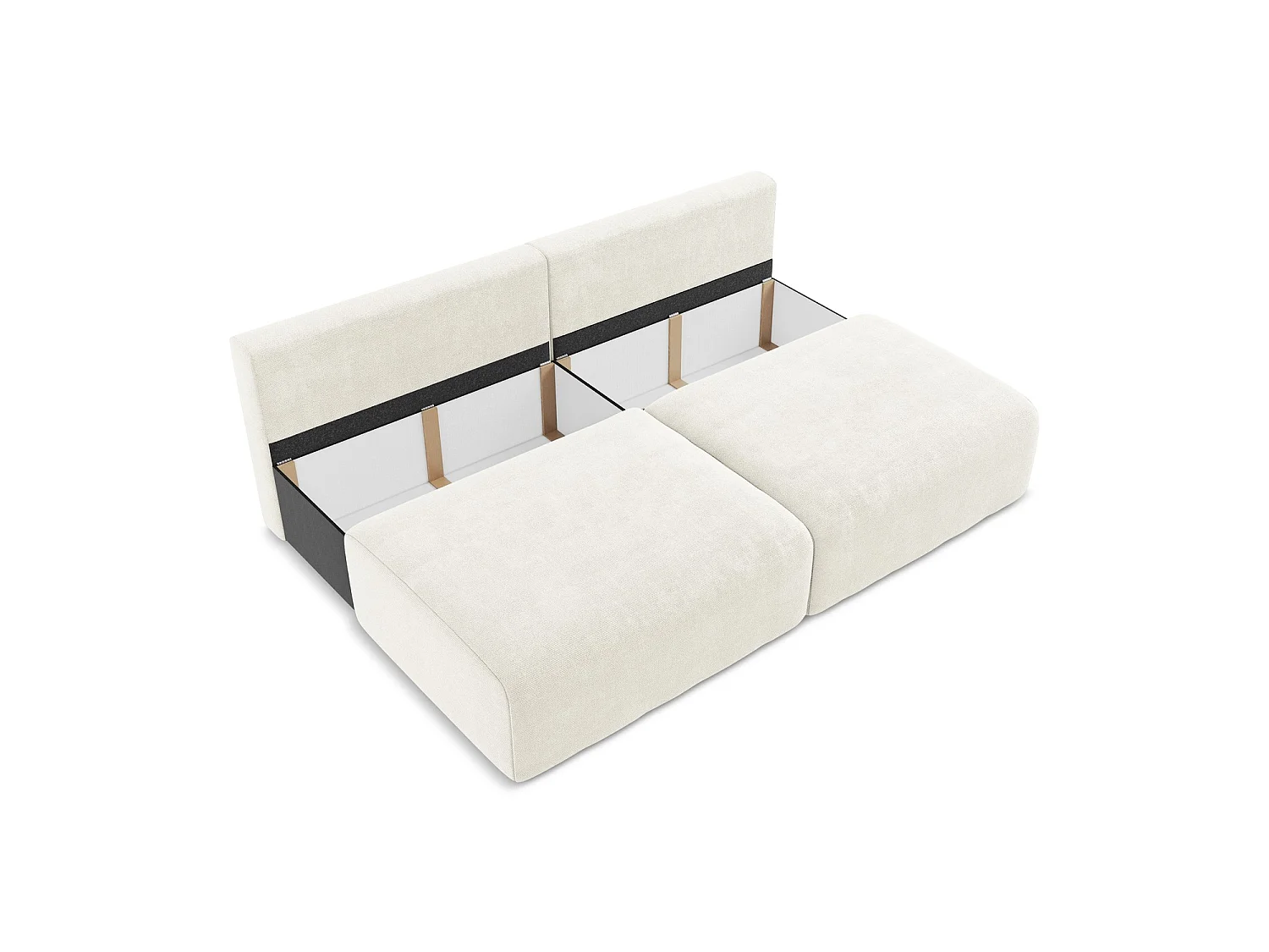 Driezits-slaapbank van wit chenille stof - OSTIA