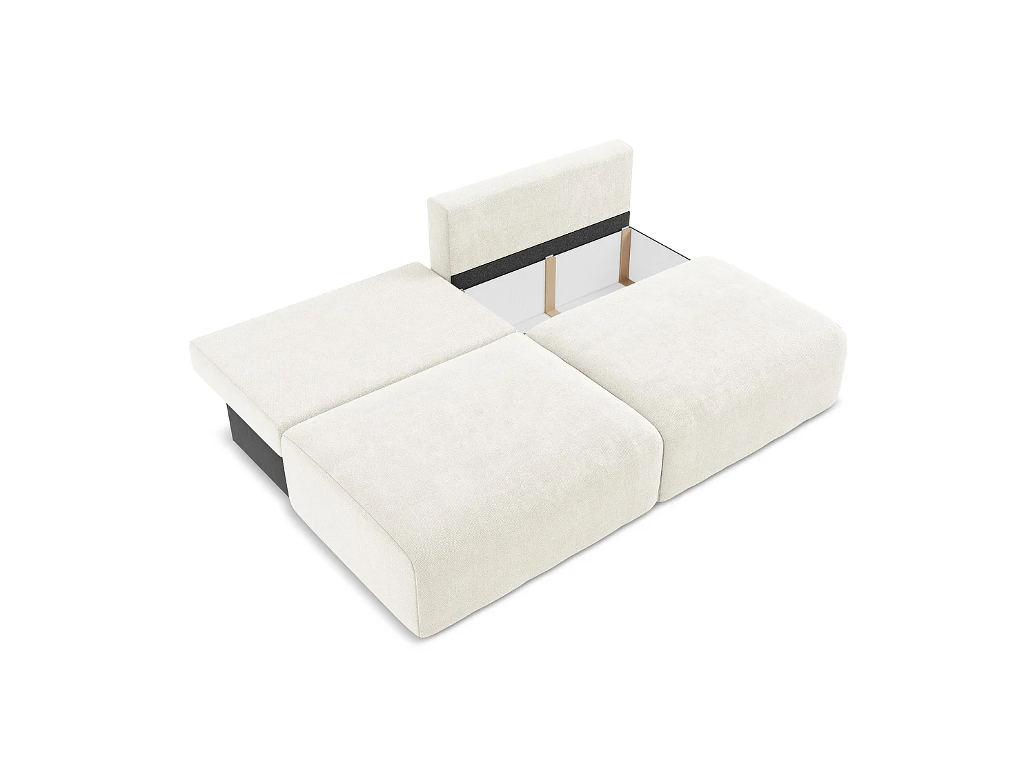 Driezits-slaapbank van wit chenille stof - OSTIA