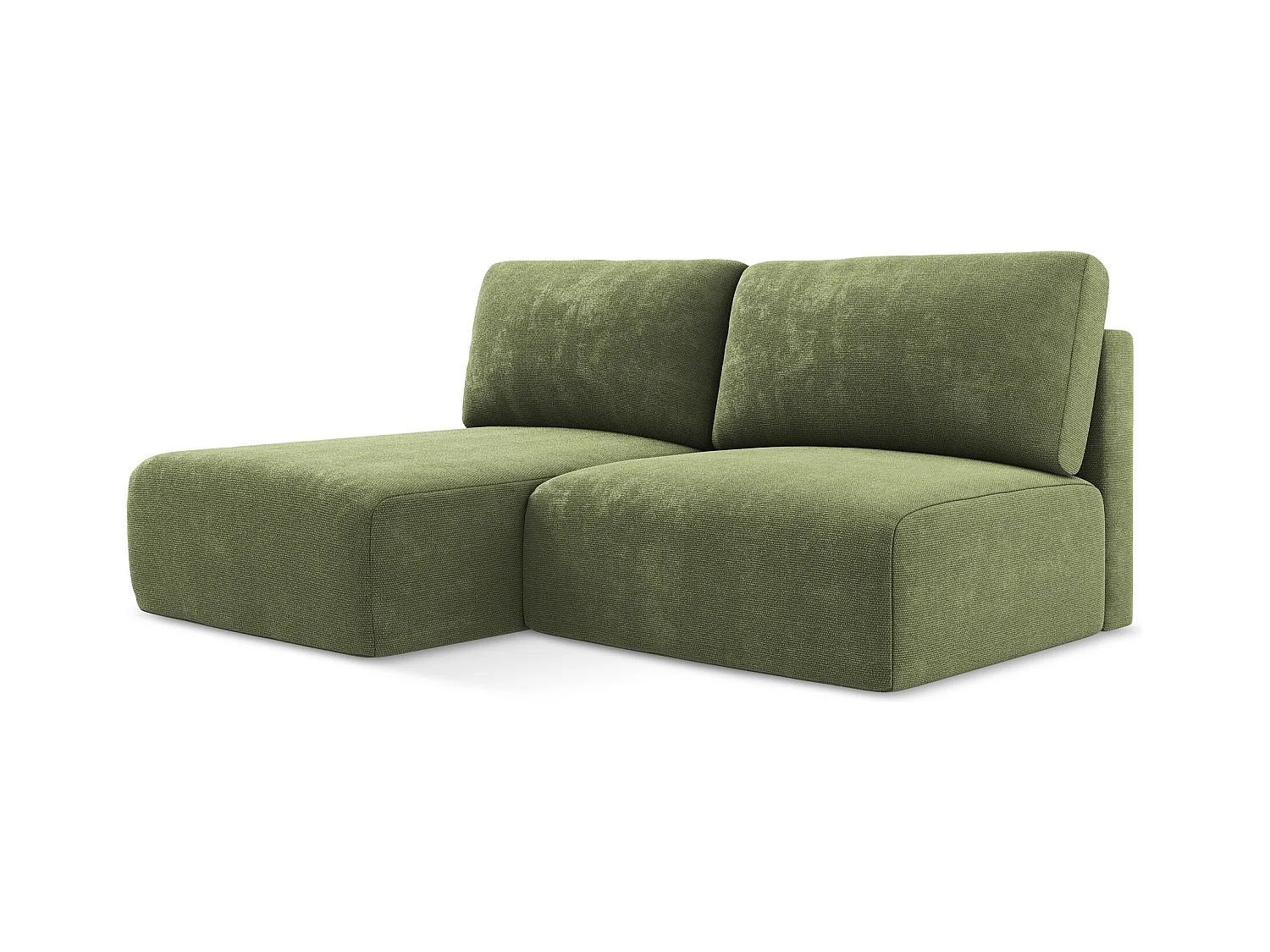 Canapé d’angle 3 places gauche sans accoudoir convertible en Chenille - vert - KONA