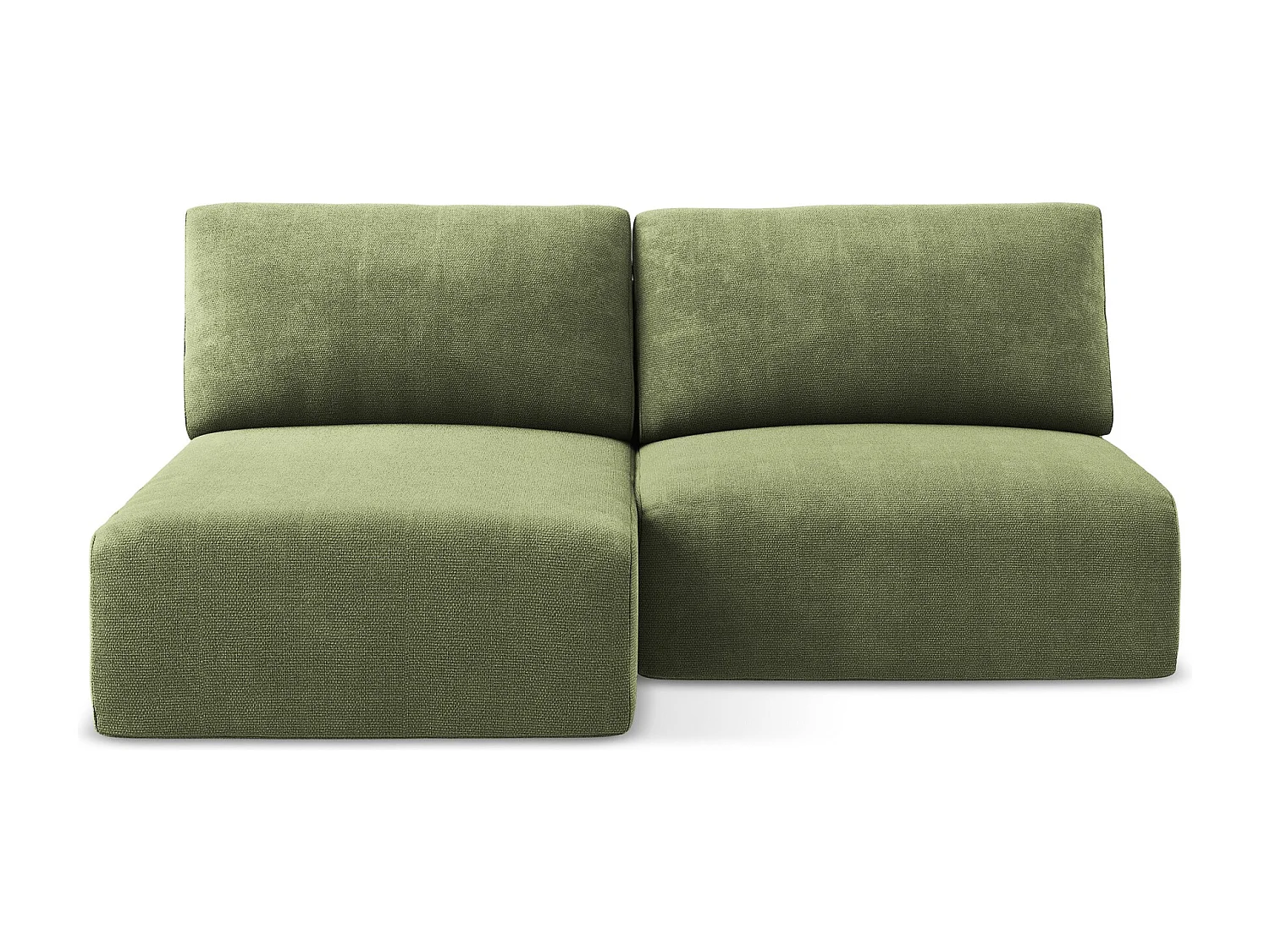 Canapé d’angle 3 places gauche sans accoudoir convertible en Chenille - vert - KONA