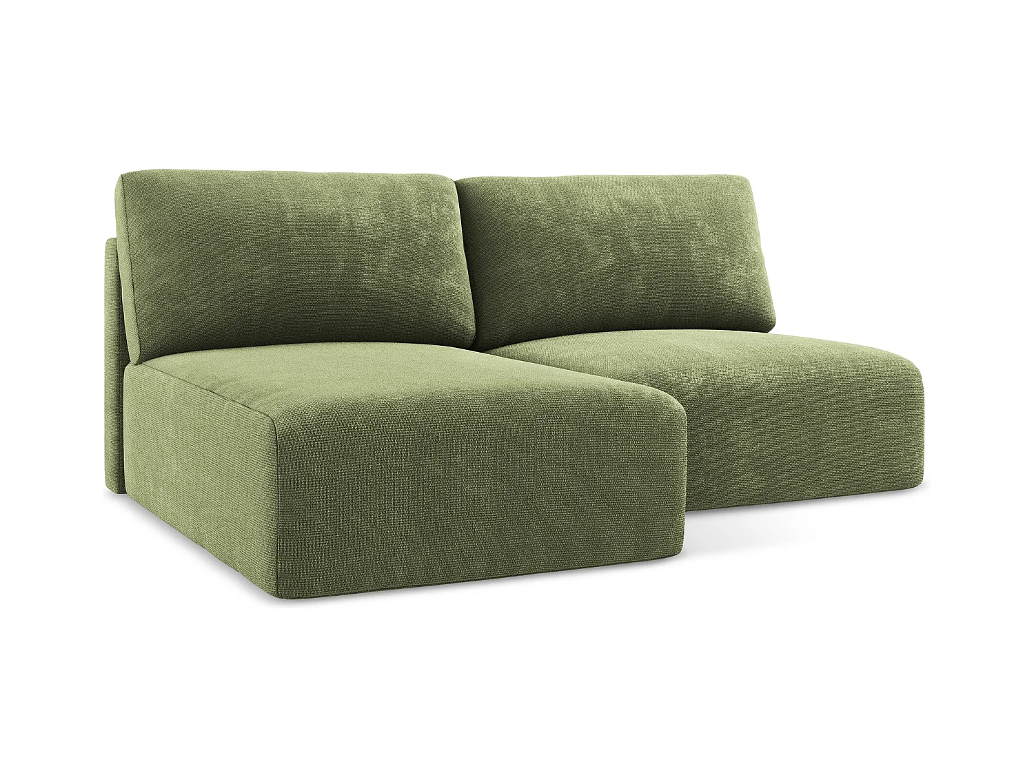 Canapé d’angle 3 places gauche sans accoudoir convertible en Chenille - vert - KONA