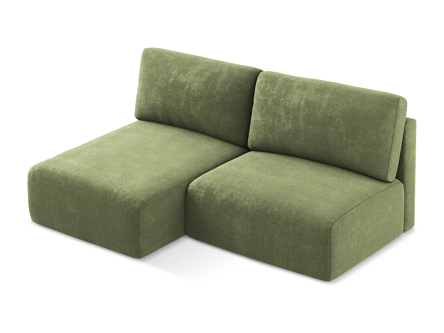 Canapé d’angle 3 places gauche sans accoudoir convertible en Chenille - vert - KONA